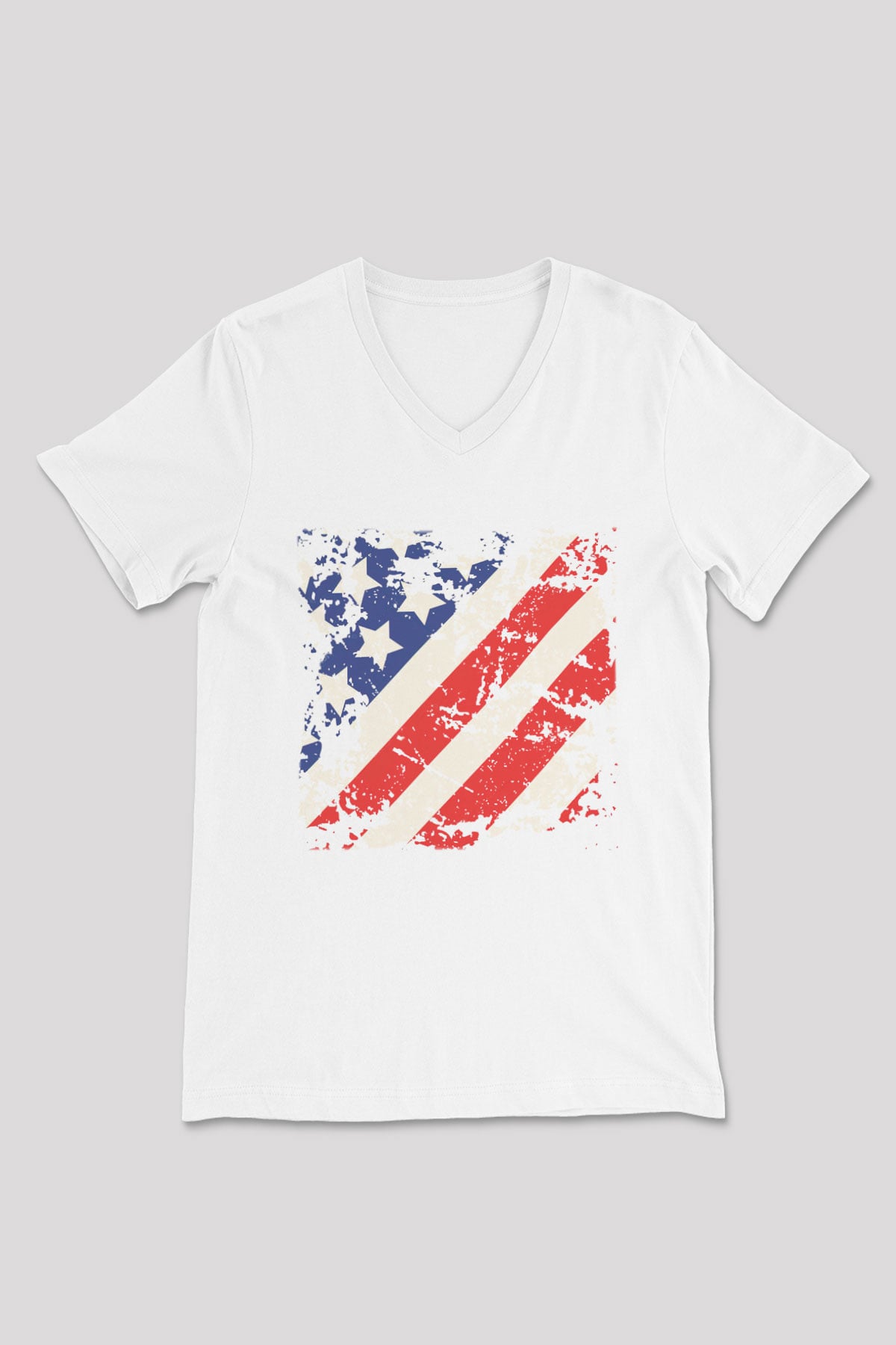 ABD Beyaz Unisex V Yaka Tişört T-Shirt