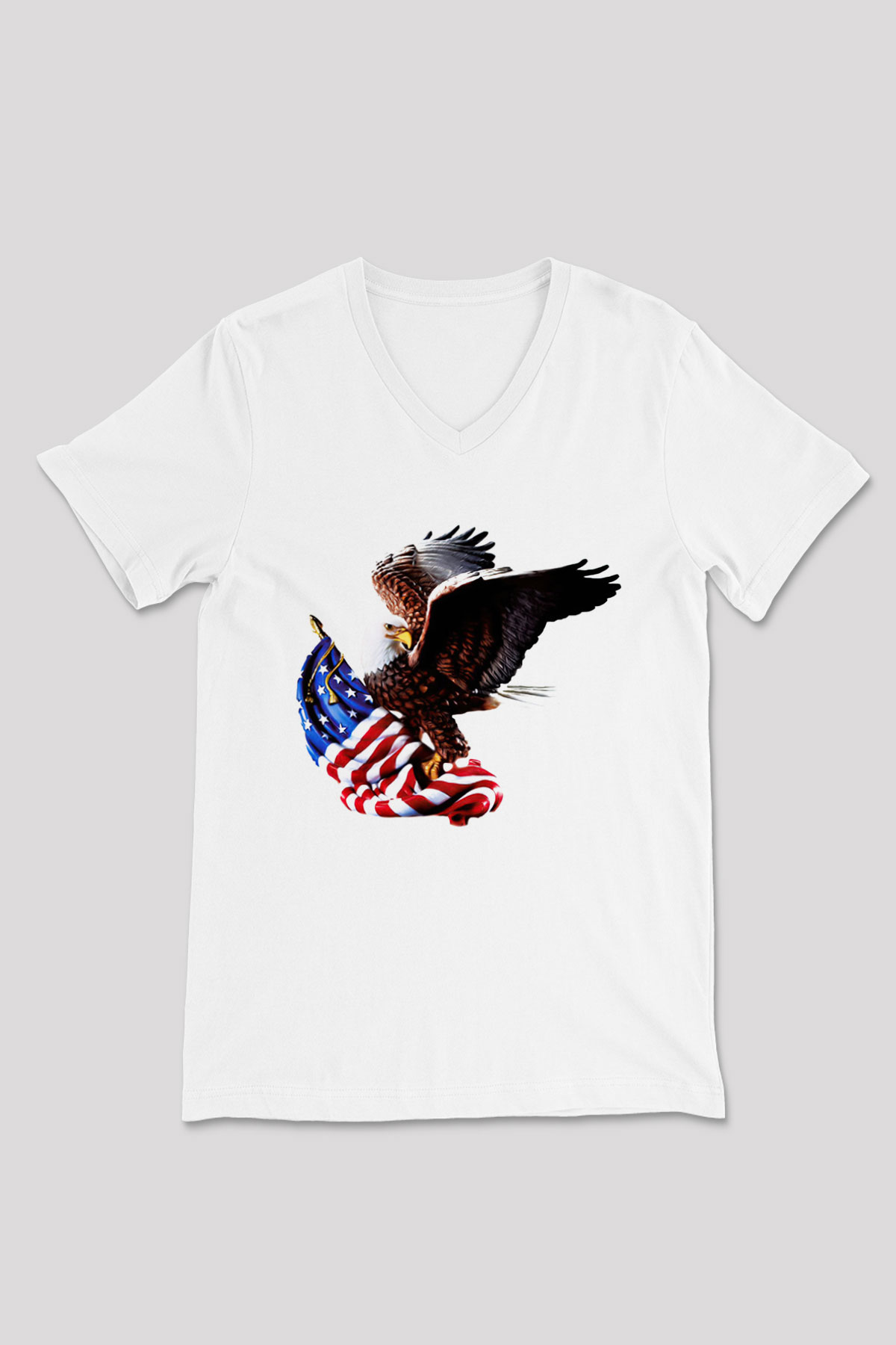 ABD Beyaz Unisex V Yaka Tişört T-Shirt