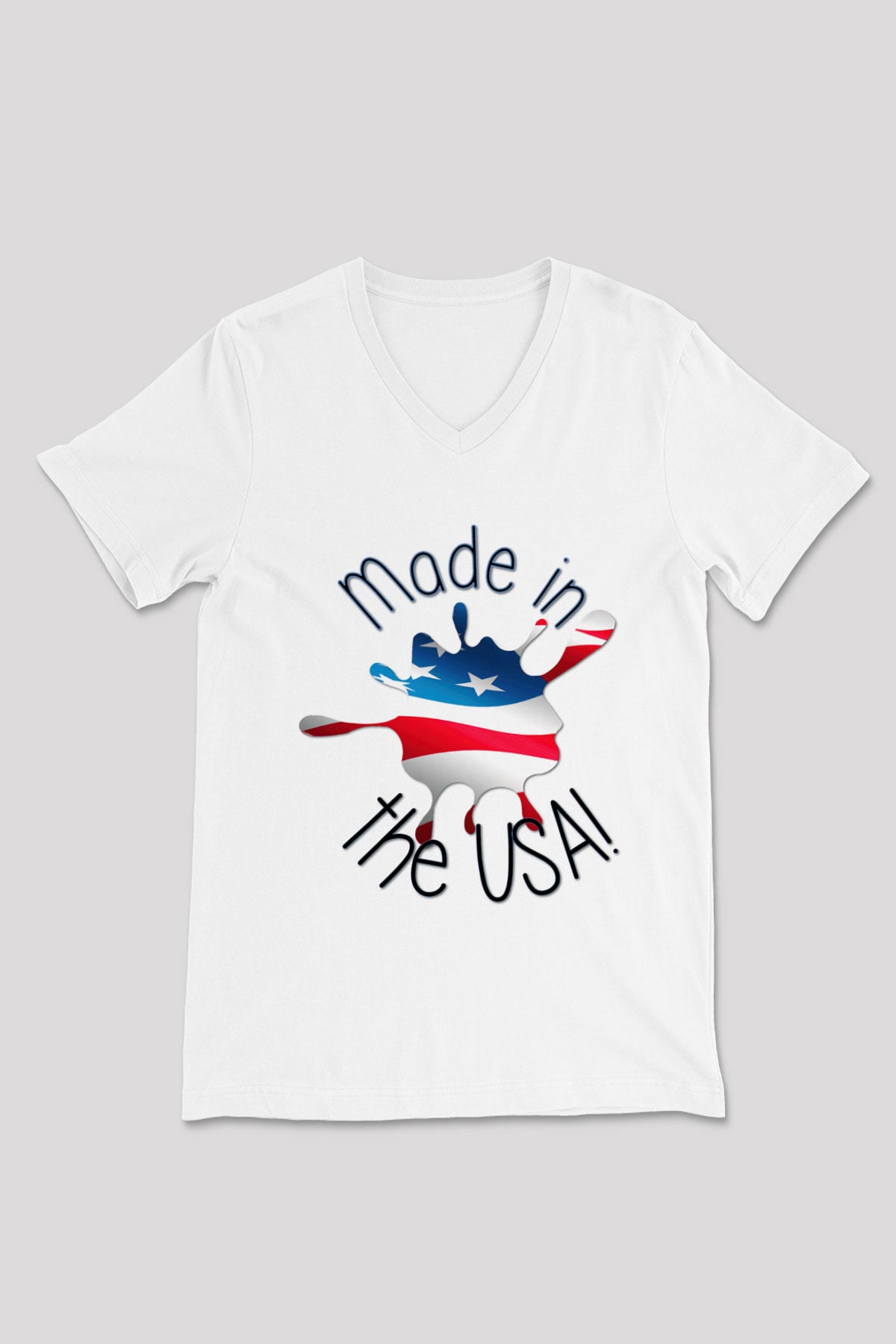 ABD Beyaz Unisex V Yaka Tişört T-Shirt