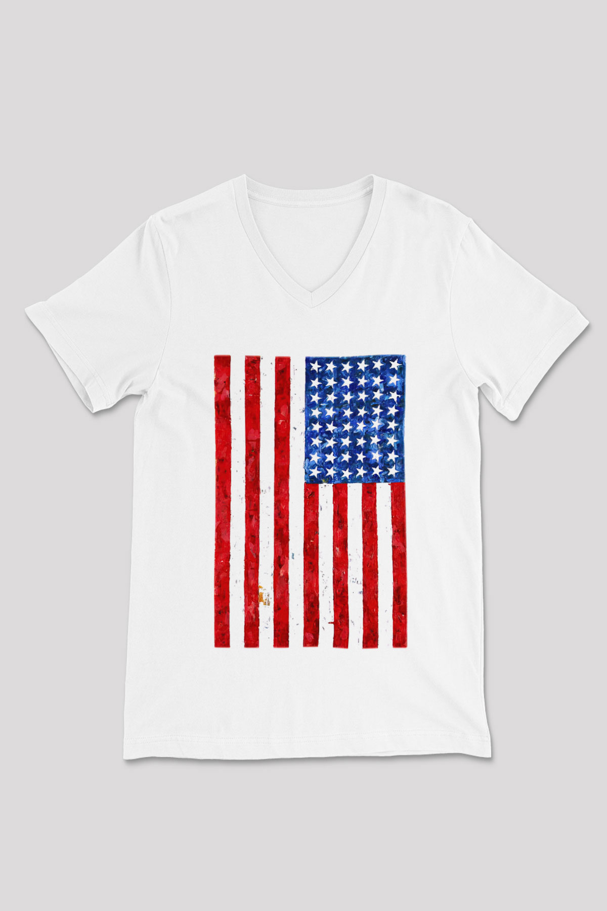 ABD Beyaz Unisex V Yaka Tişört T-Shirt