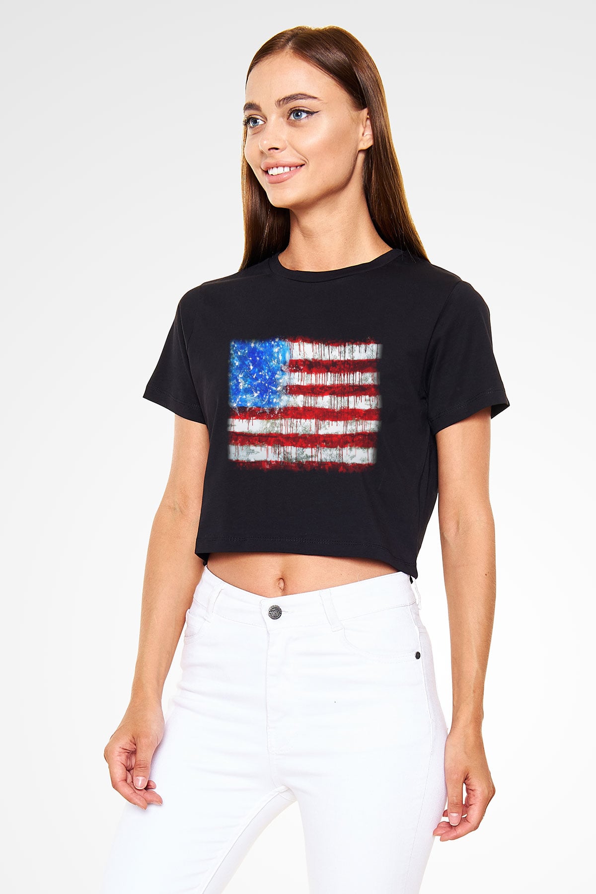 ABD Siyah Crop Top Tişört