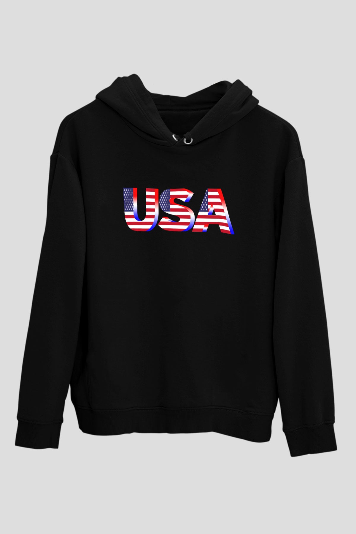 ABD Siyah Unisex Hoodie