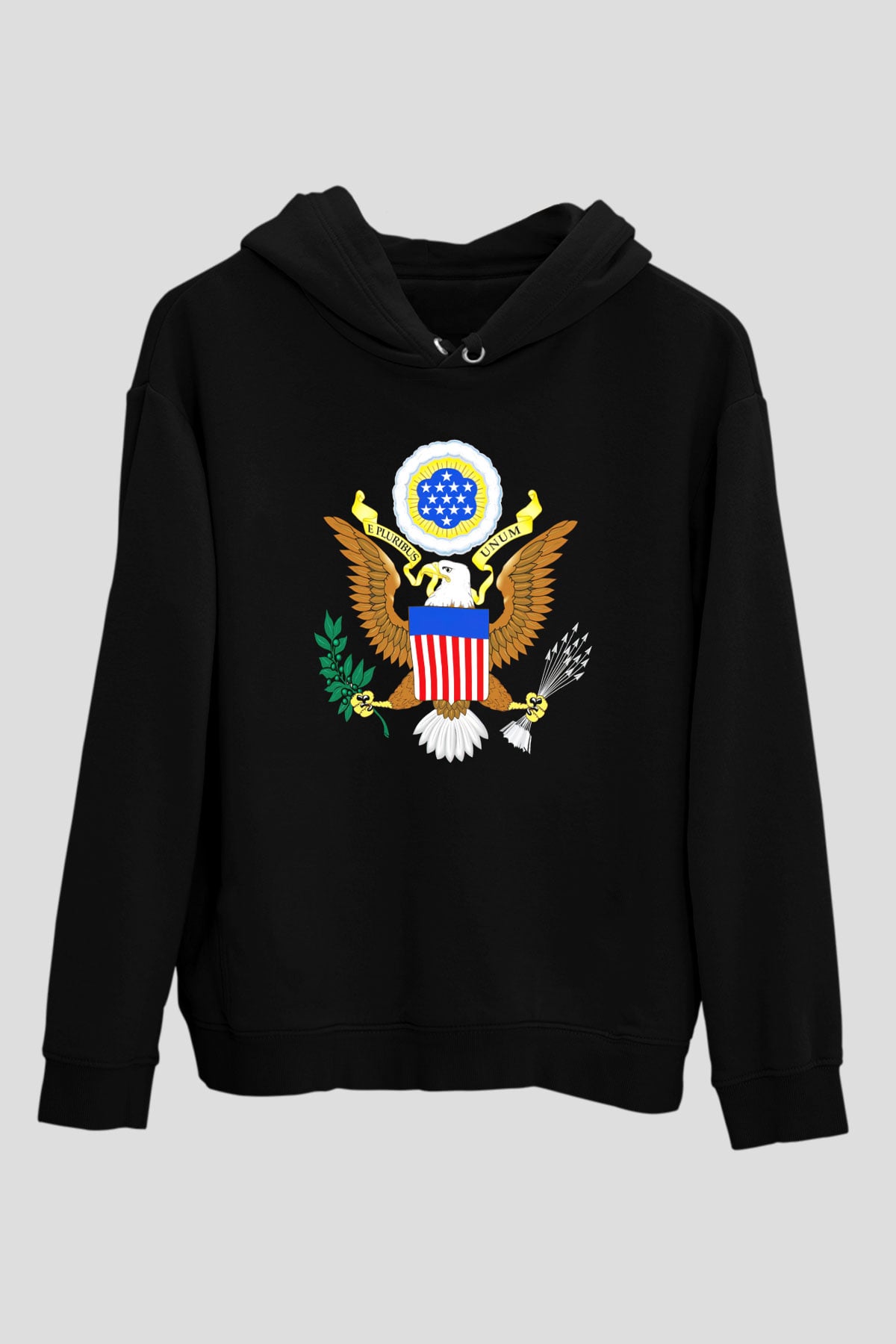 ABD Siyah Unisex Hoodie