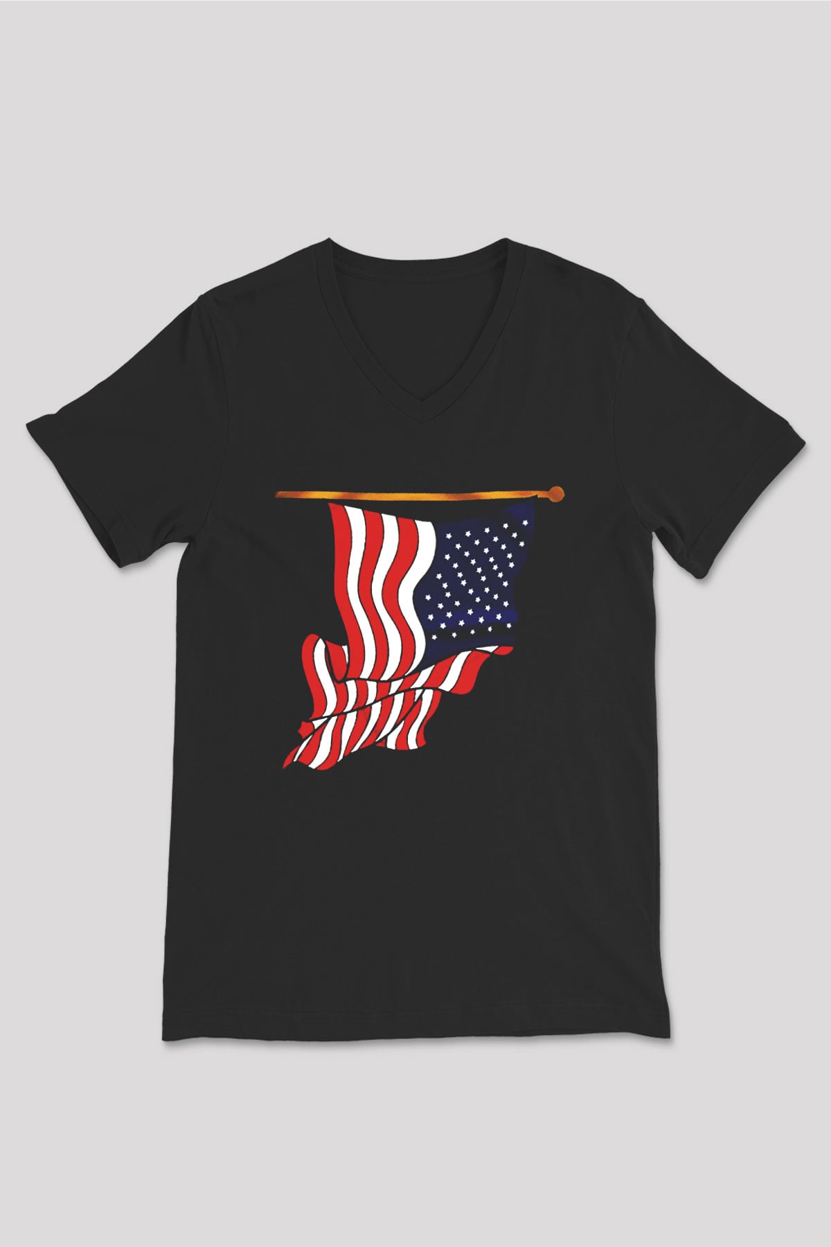 ABD Siyah Unisex V Yaka Tişört T-Shirt