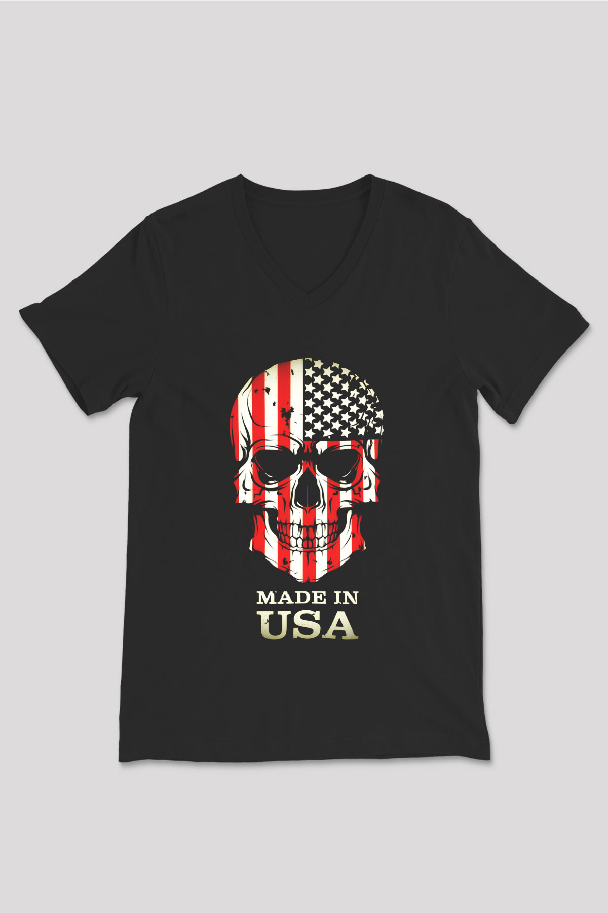 ABD Siyah Unisex V Yaka Tişört T-Shirt
