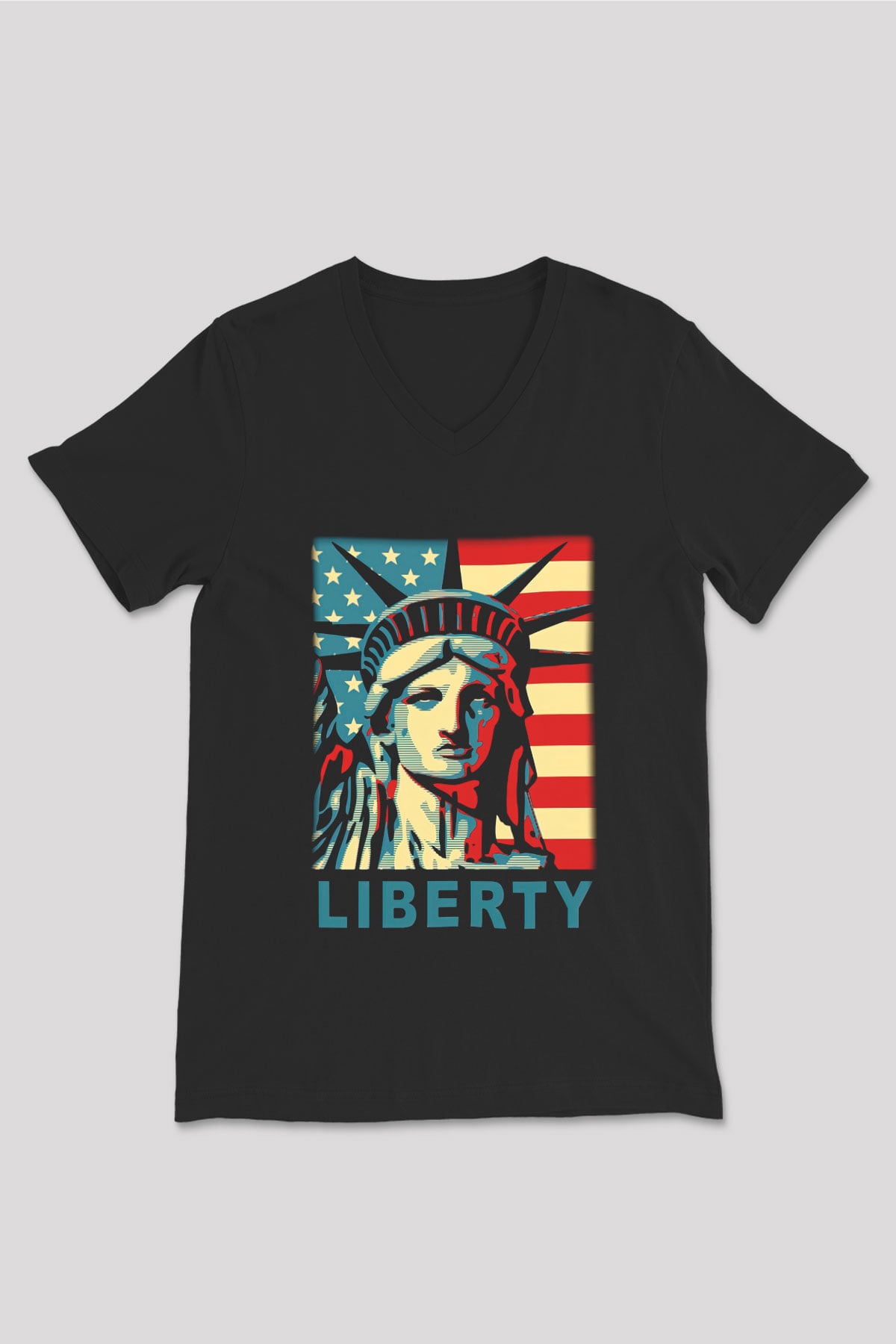 ABD Siyah Unisex V Yaka Tişört T-Shirt