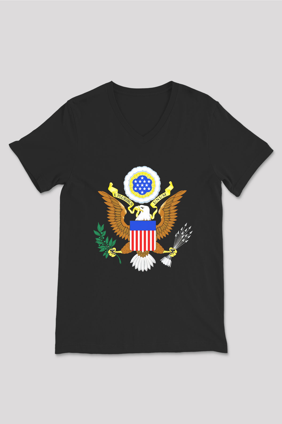 ABD Siyah Unisex V Yaka Tişört T-Shirt