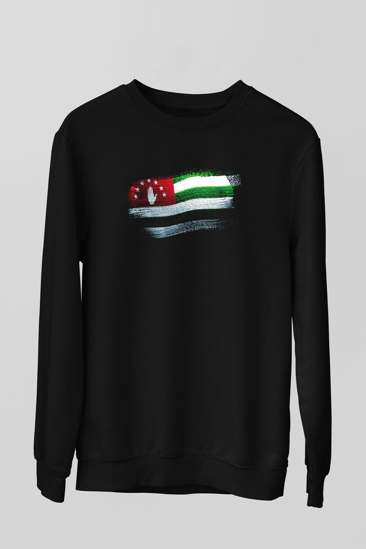Abhazya - Abkhazia Bayrağı Baskılı Unisex Siyah Sweatshirt
