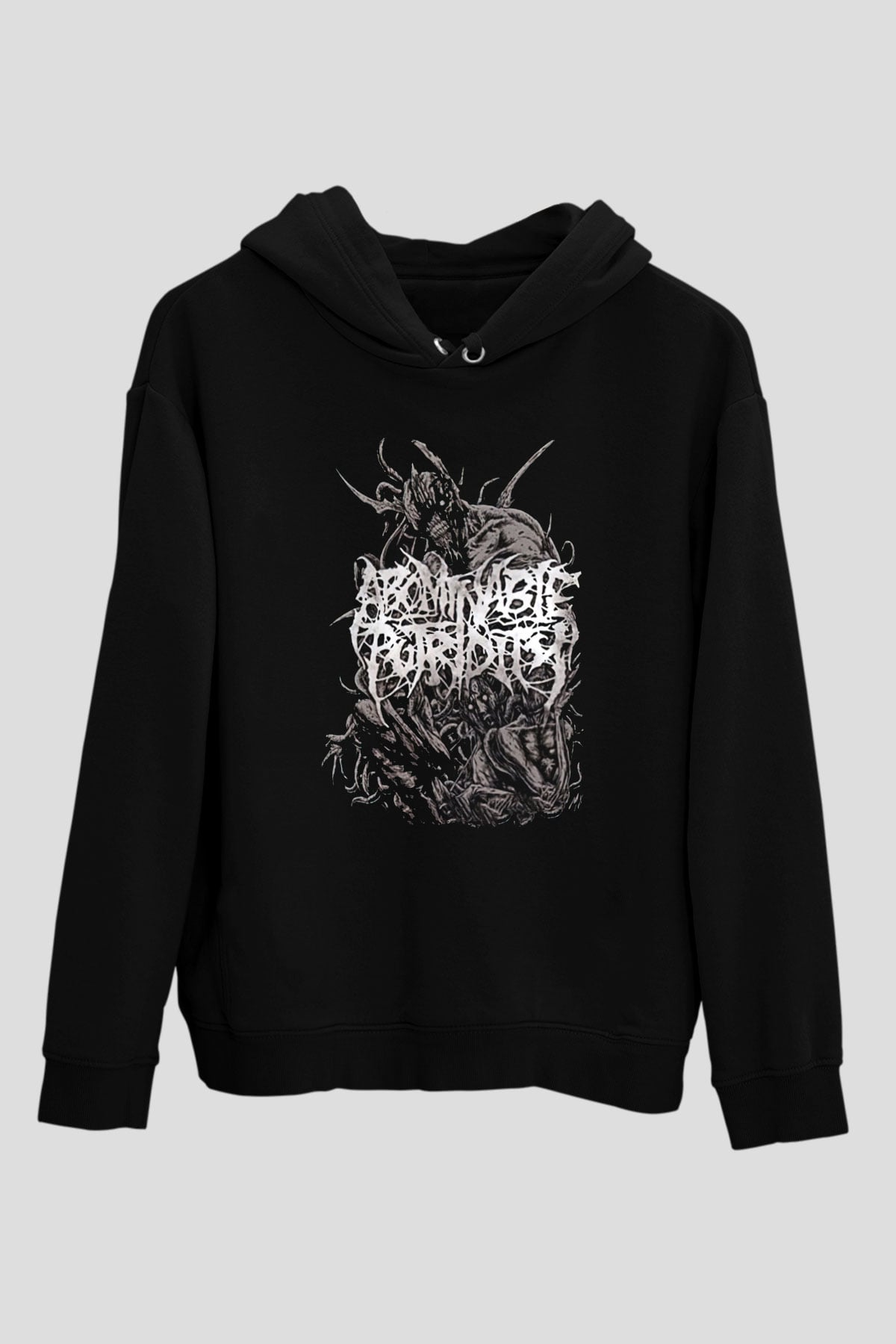 Abomindable Patrudity Baskılı Unisex Siyah Kapüşonlu Sweatshirt