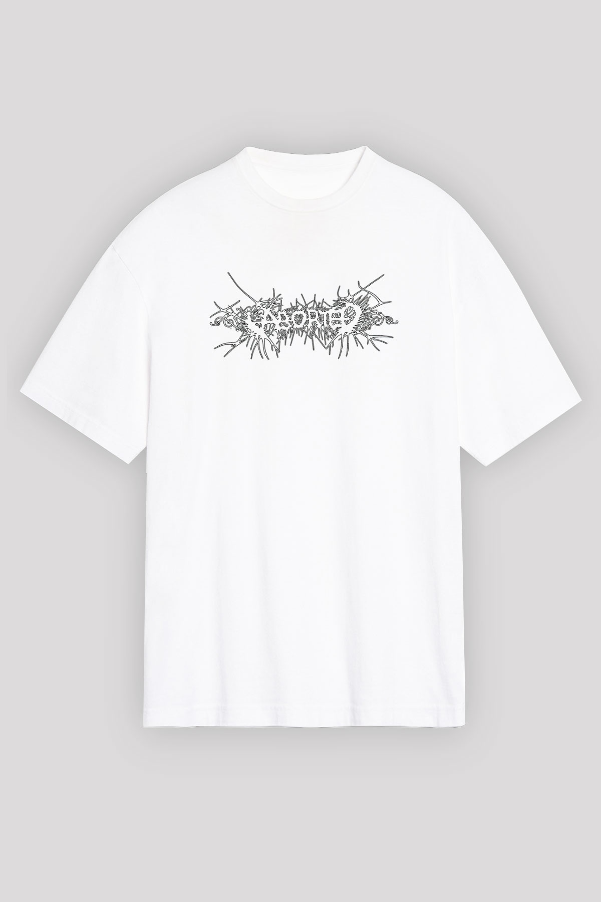Aborted Baskılı Unisex Beyaz Oversize Tişört