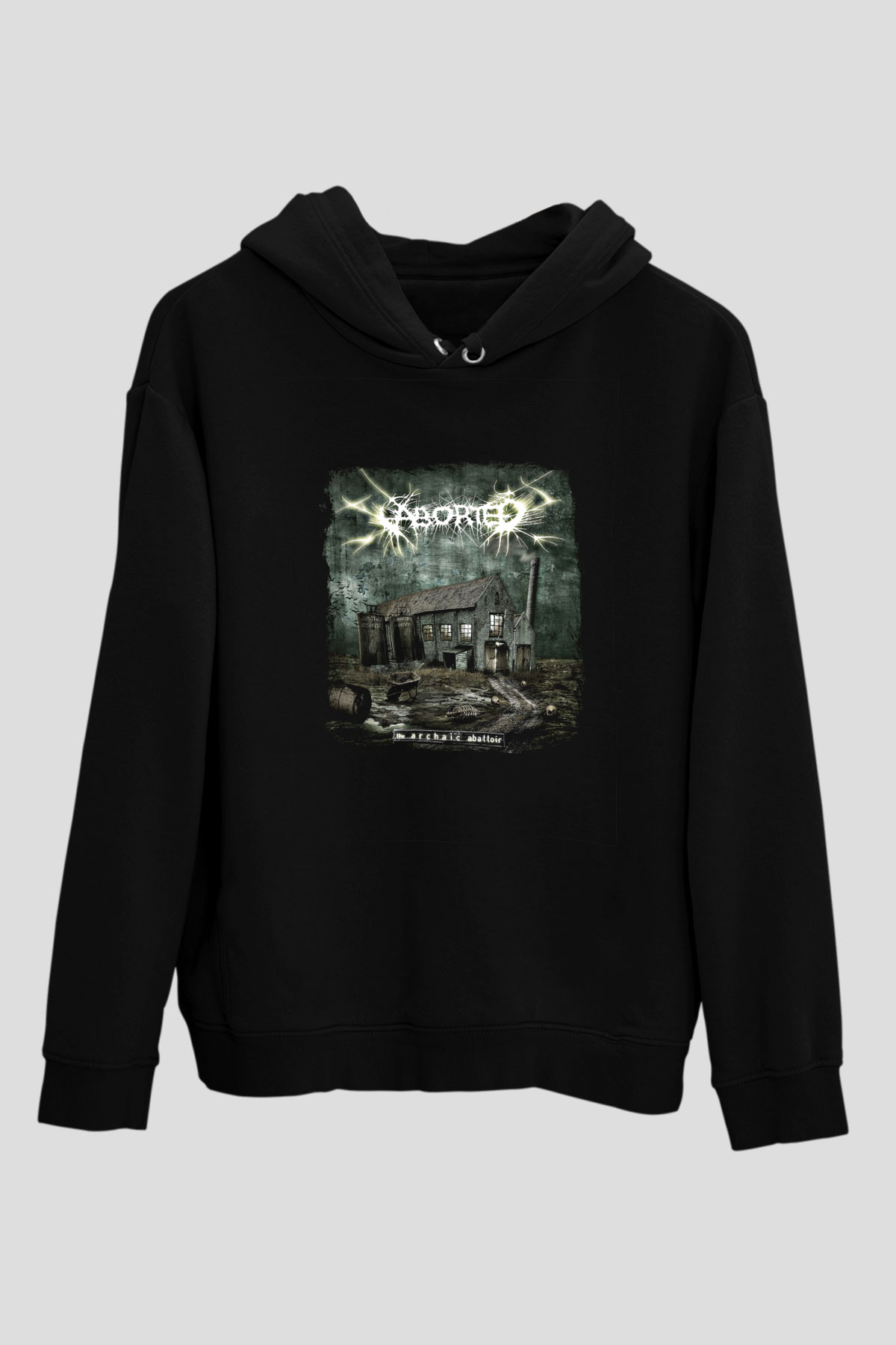 Aborted Baskılı Unisex Siyah Hoodie