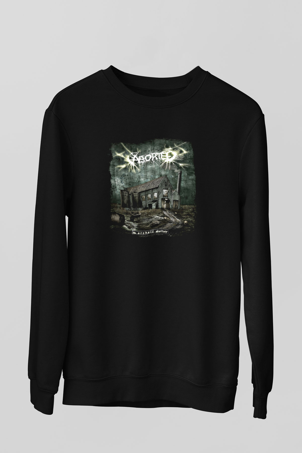 Aborted Baskılı Unisex Siyah Sweatshirt