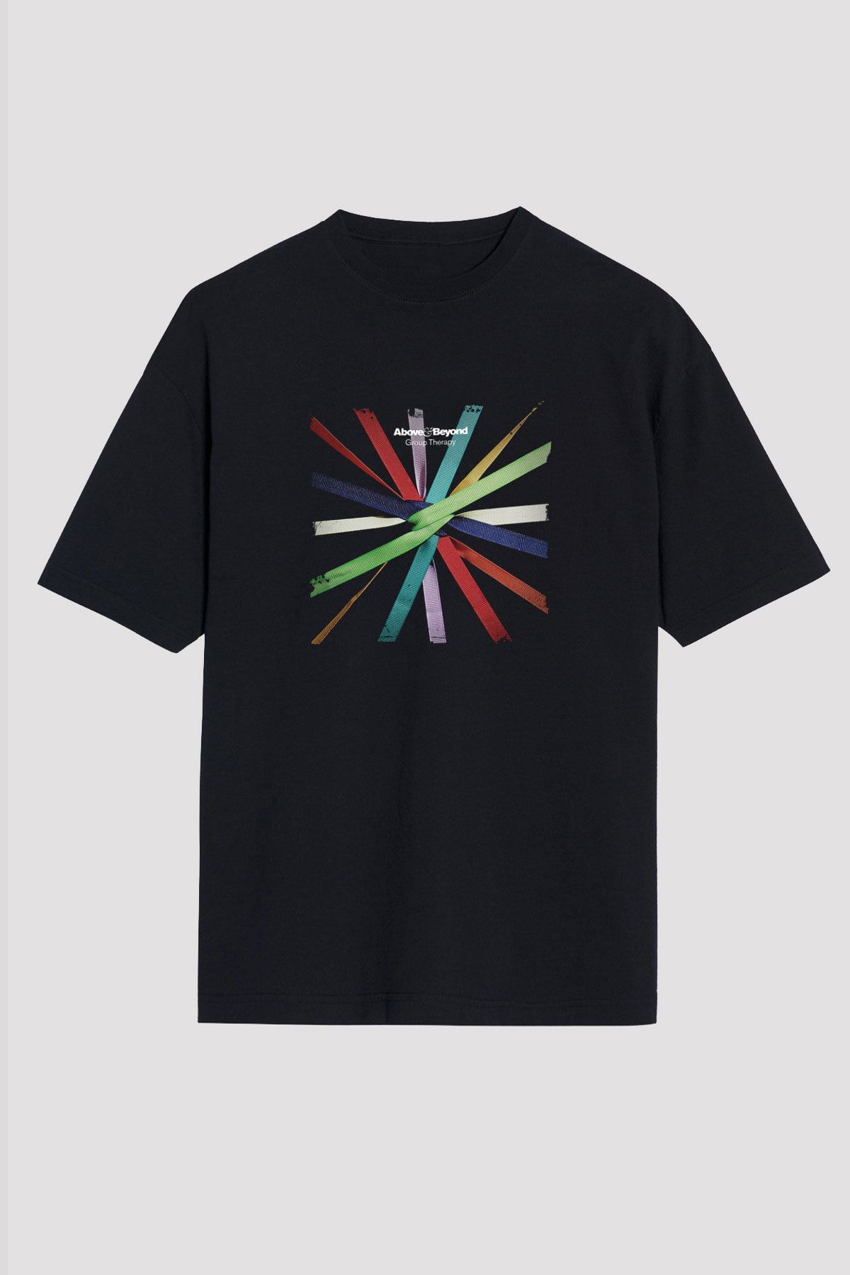 Above and Beyond Baskılı Unisex Oversize Siyah Tişört
