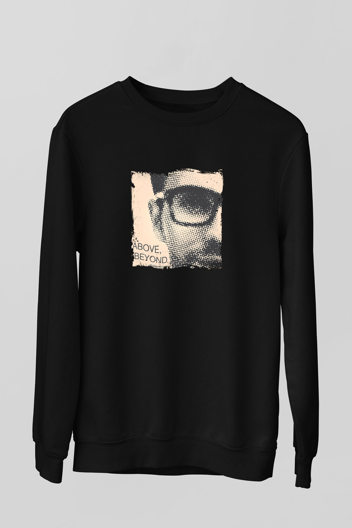 Above and Beyond Baskılı Unisex Siyah Sweatshirt