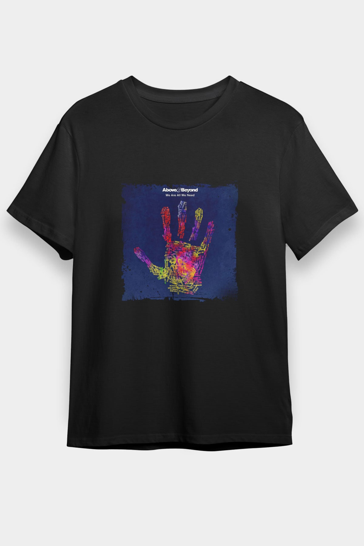 Above and Beyond Baskılı Unisex Siyah Tişört