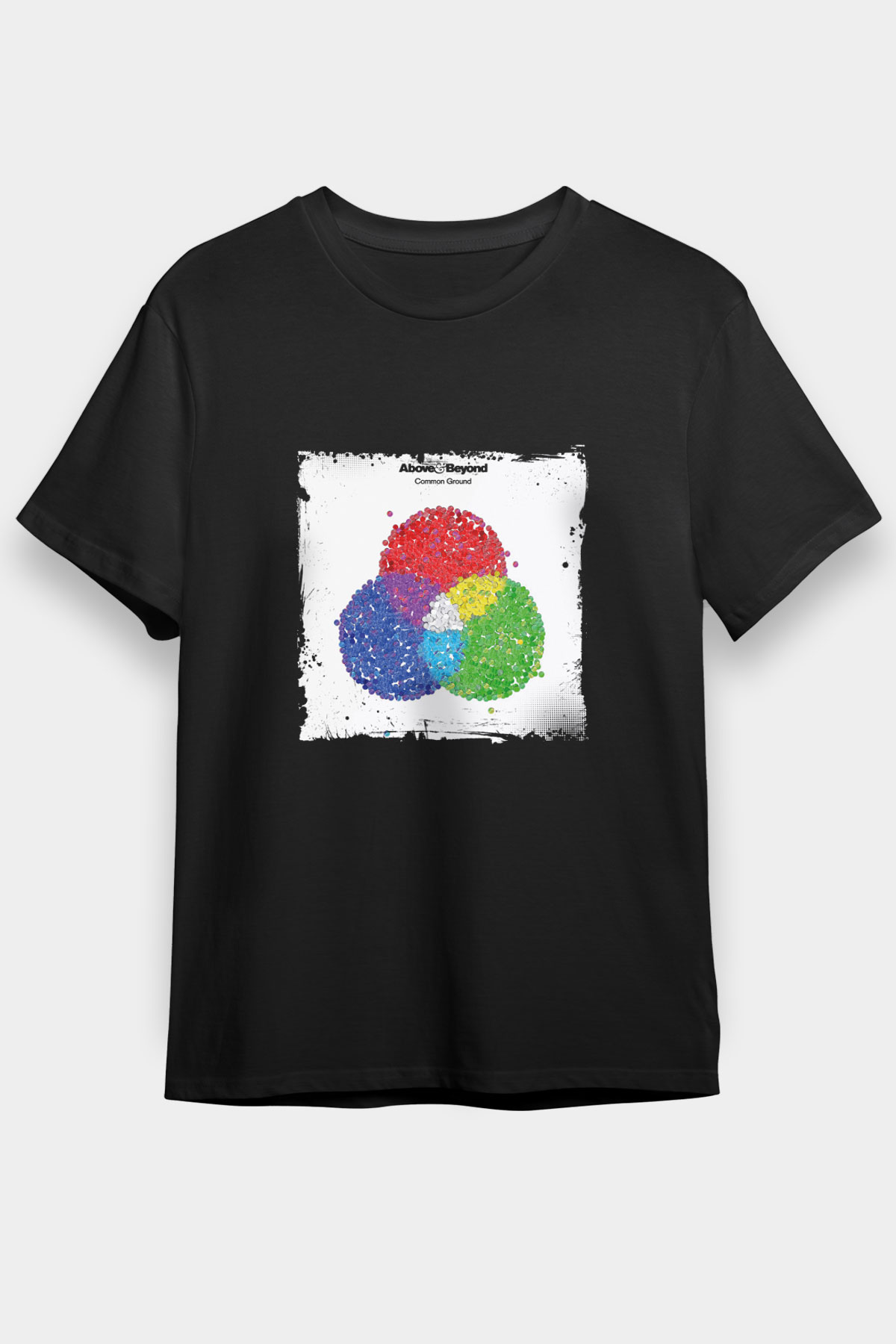 Above and Beyond Baskılı Unisex Siyah Tişört