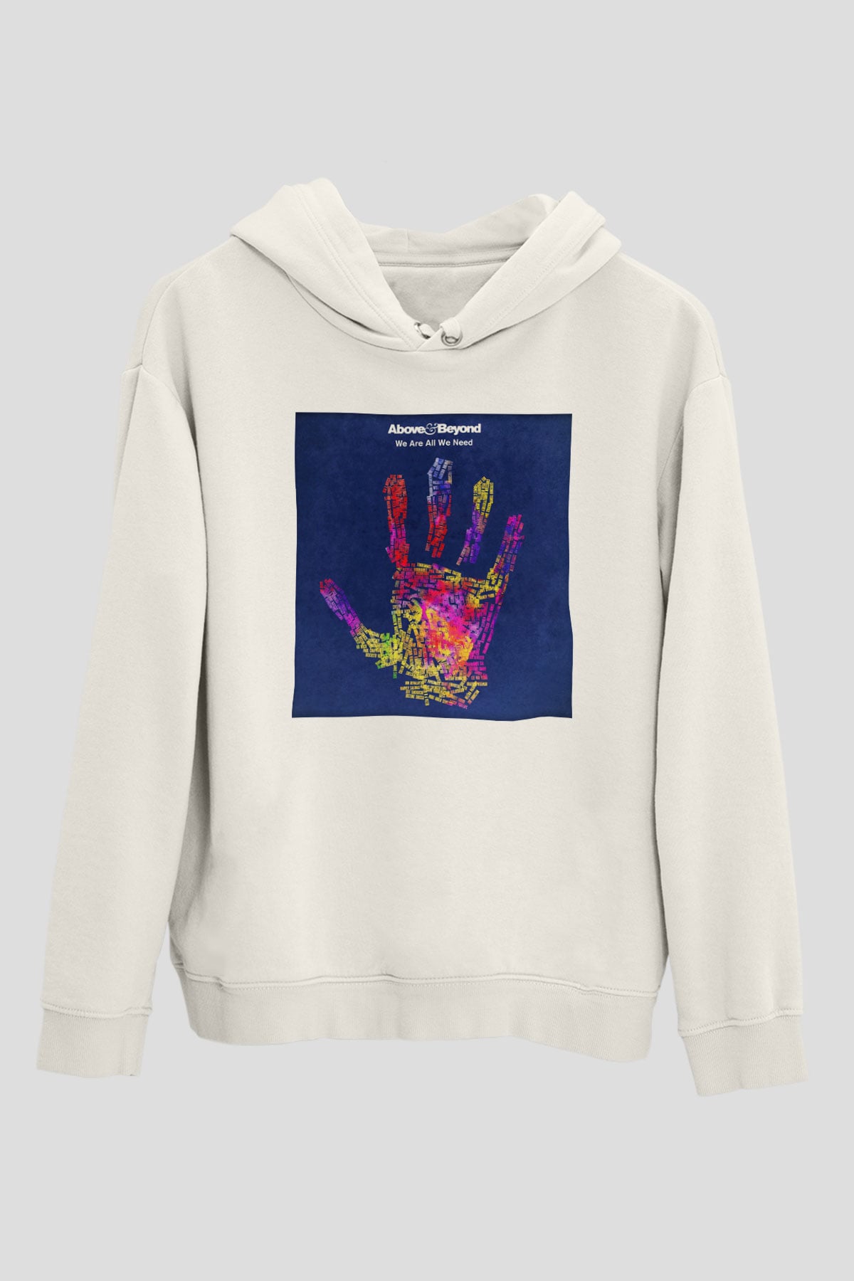 Above and Beyond Beyaz Unisex Kapşonlu Sweatshirt