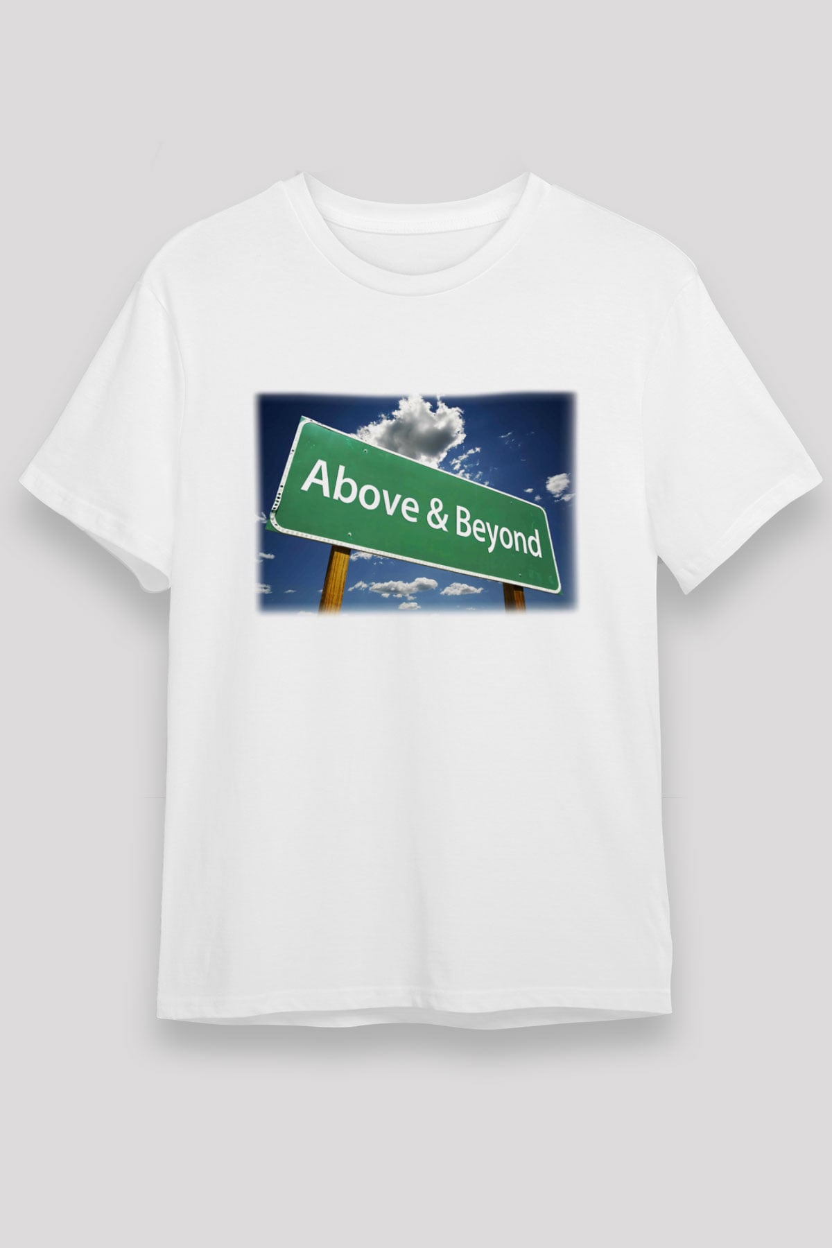 Above and Beyond Beyaz Unisex Tişört T-Shirt - TişörtFabrikası