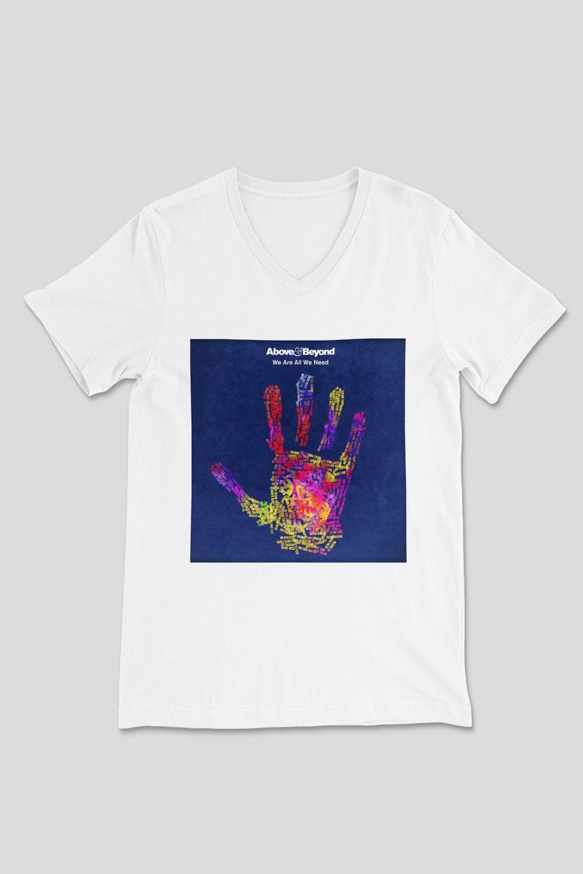 Above and Beyond Beyaz Unisex V Yaka Tişört T-Shirt