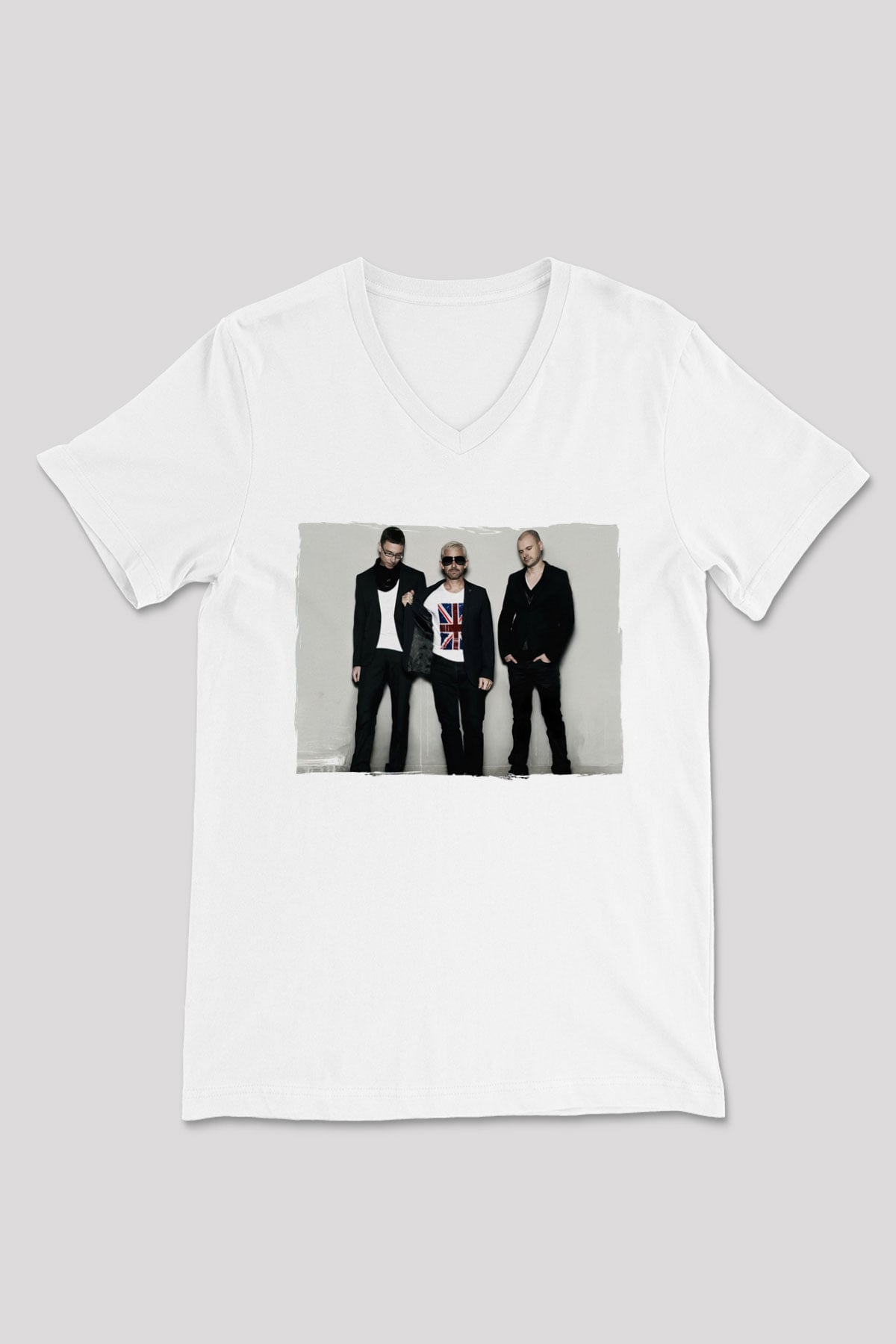 Above and Beyond Beyaz Unisex V Yaka Tişört