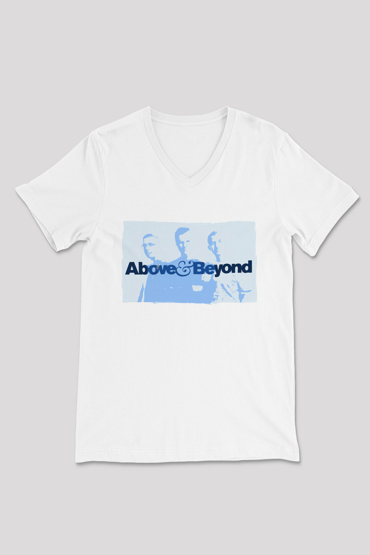 Above and Beyond Beyaz Unisex V Yaka Tişört