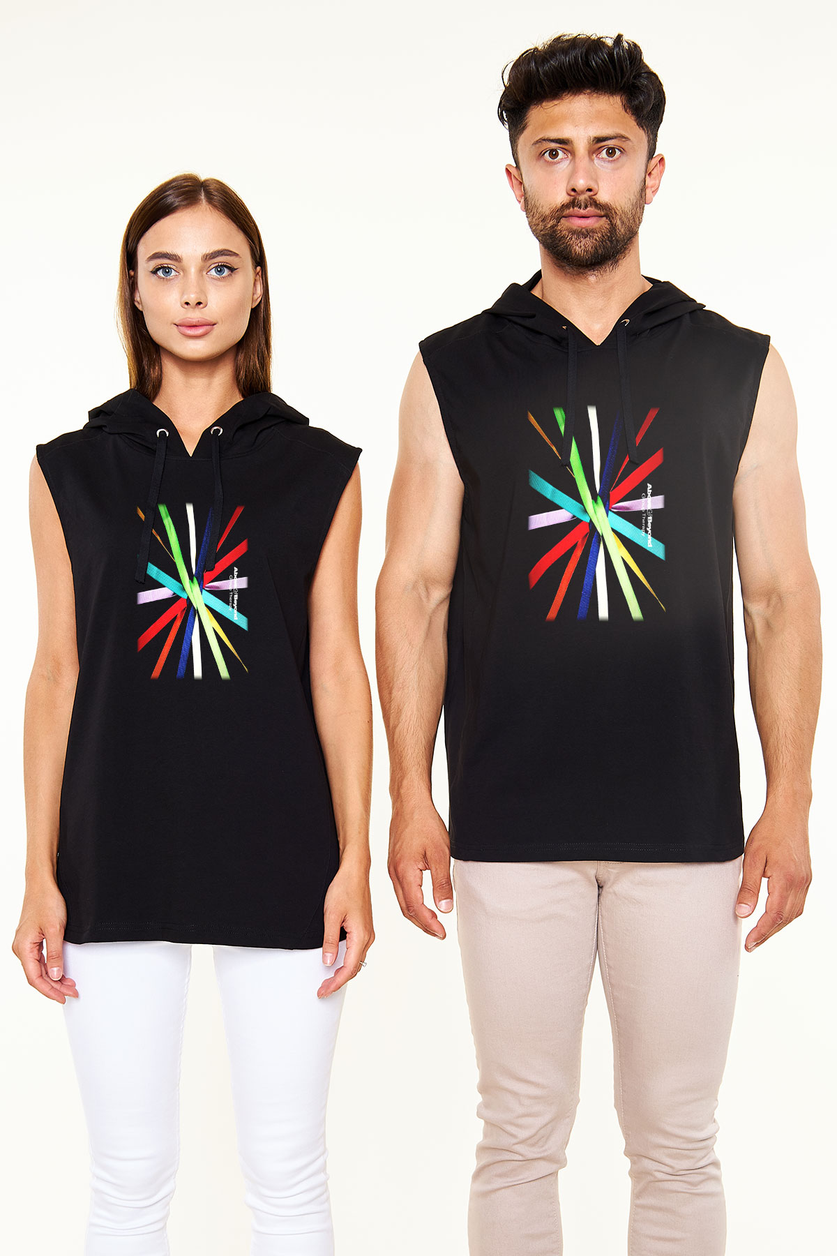 Above and Beyond Siyah Unisex Kapüşonlu Kolsuz Tişört