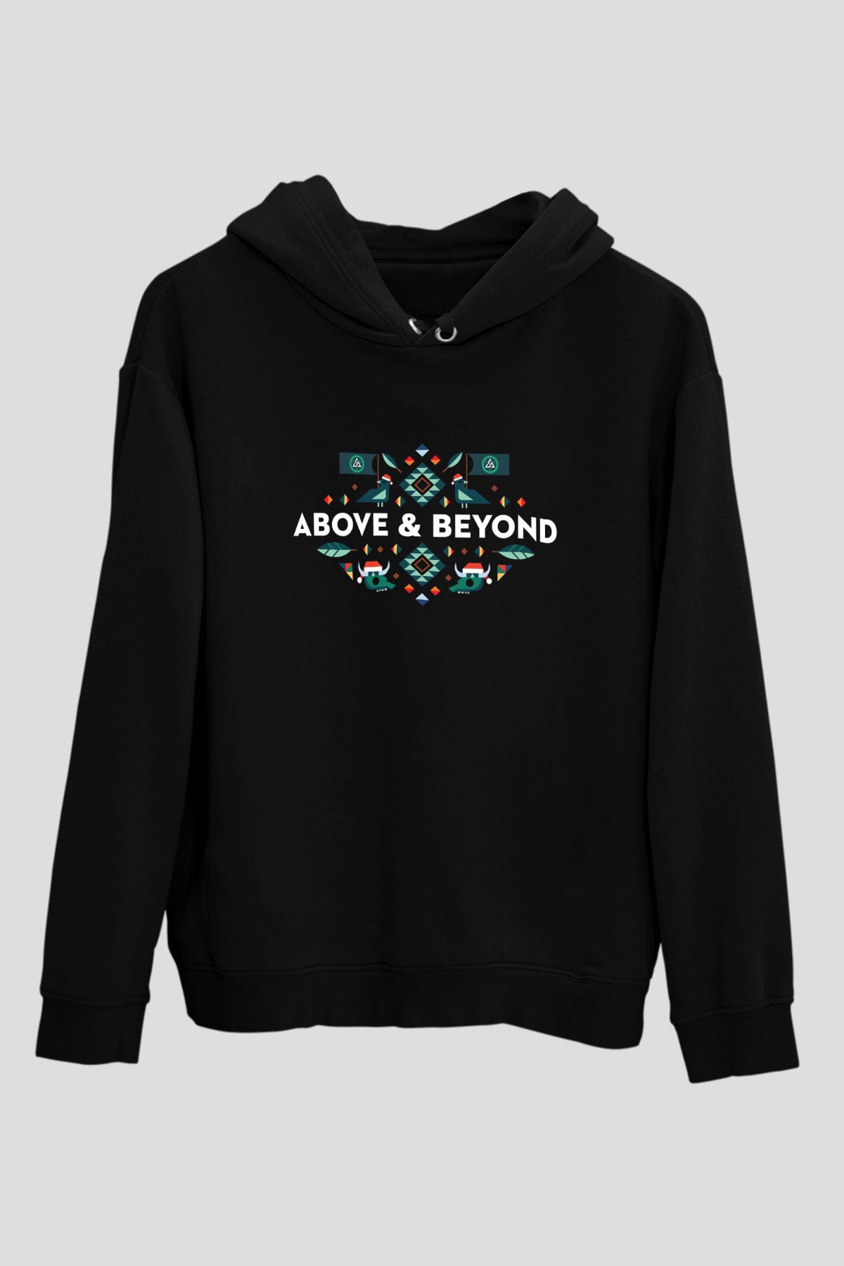 Above and Beyond Siyah Unisex Kapüşonlu Sweatshirt