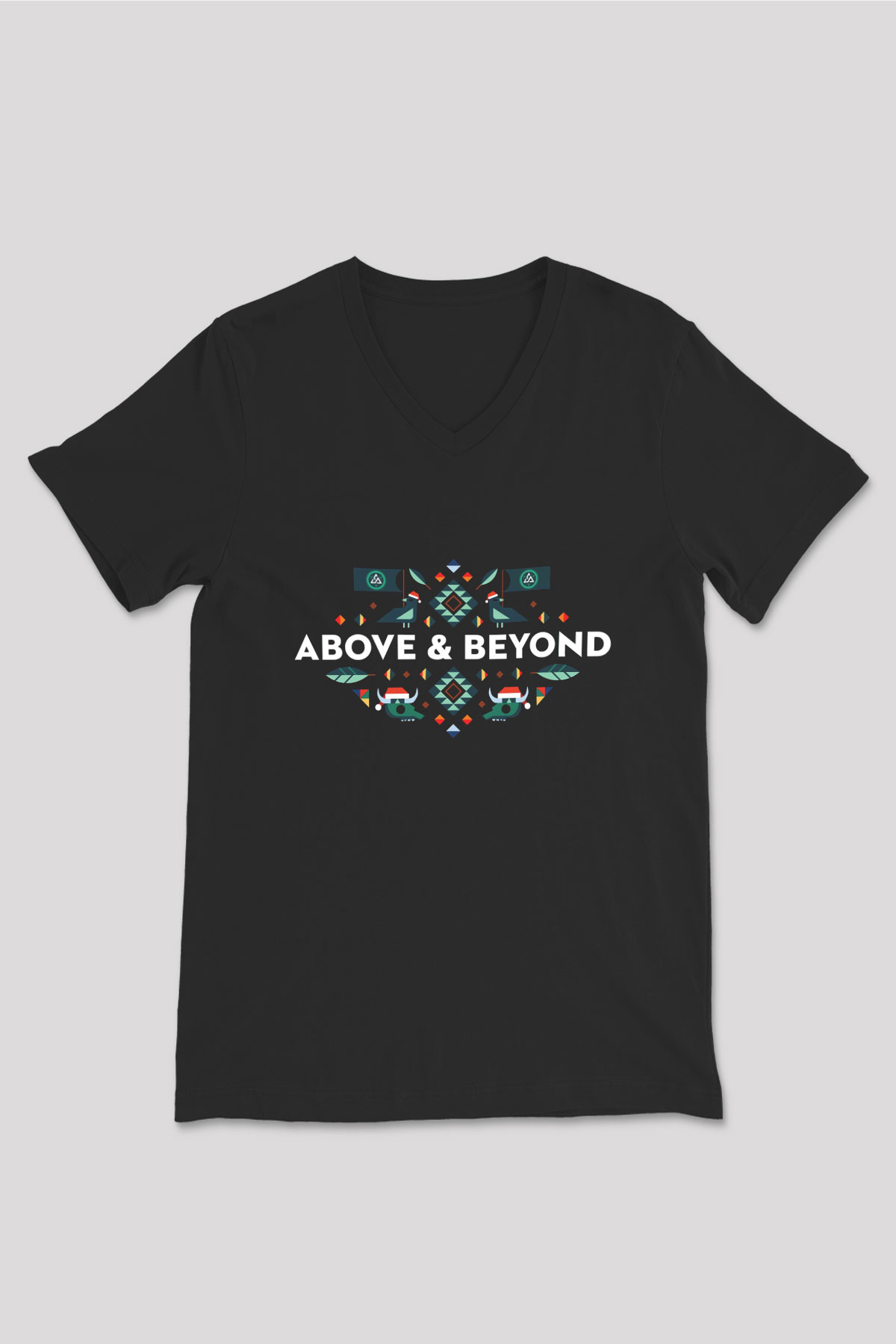 Above and Beyond Siyah Unisex V Yaka Tişört