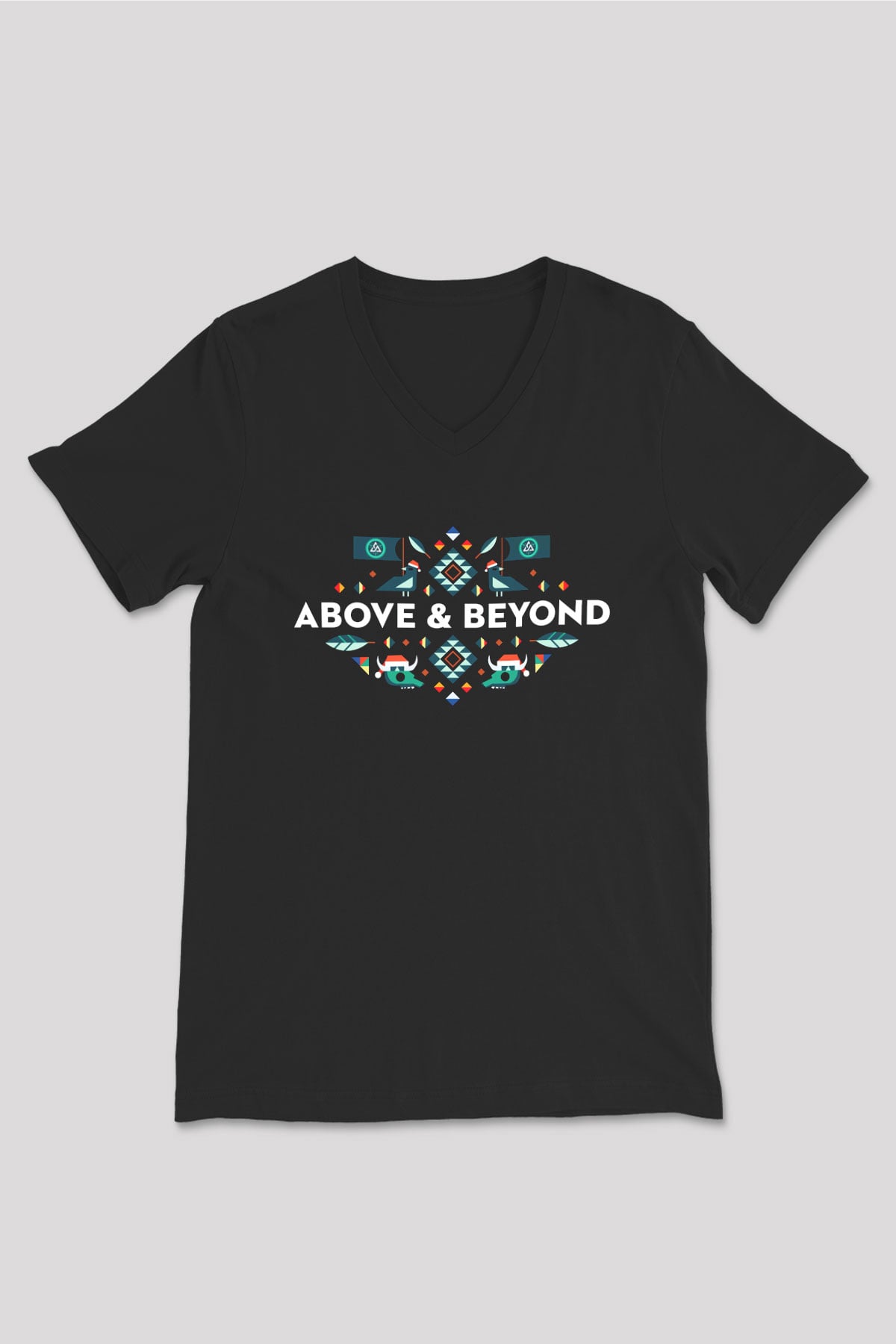 Above and Beyond Siyah Unisex V Yaka Tişört T-Shirt