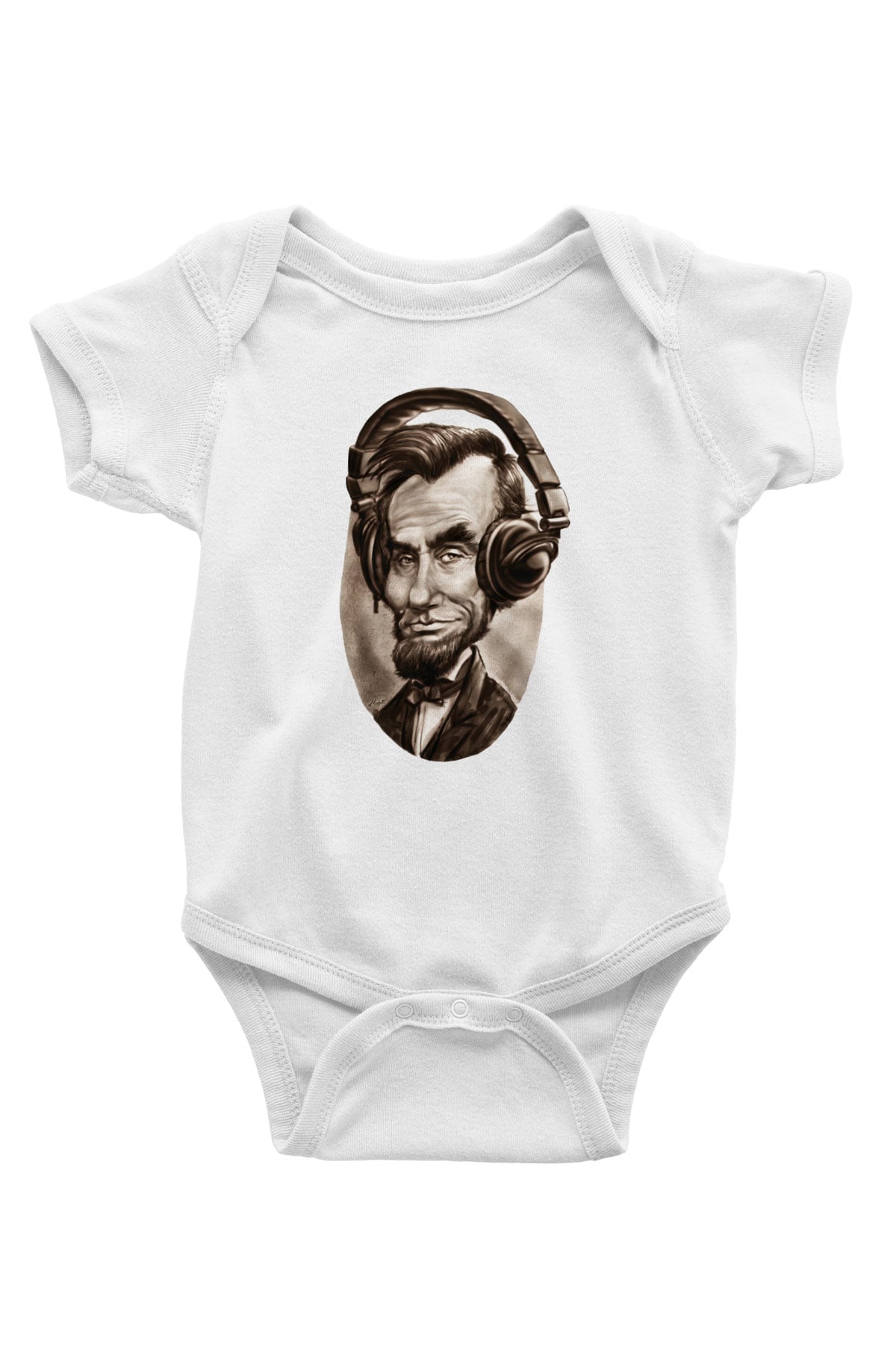 Abraham Lincoln Baskılı Beyaz Unisex Bebek Body - Zıbın