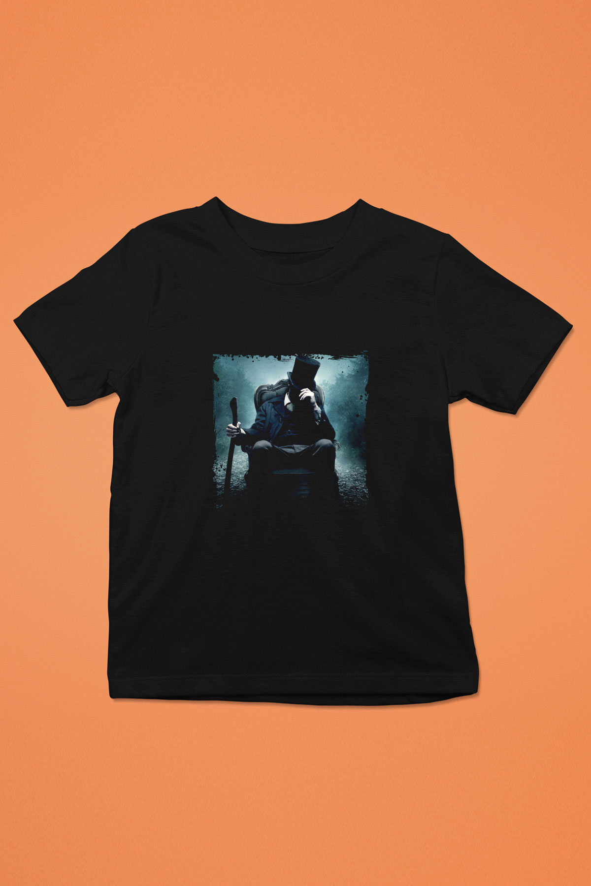 Abraham Lincoln Baskılı Unisex Siyah Çocuk Tişört