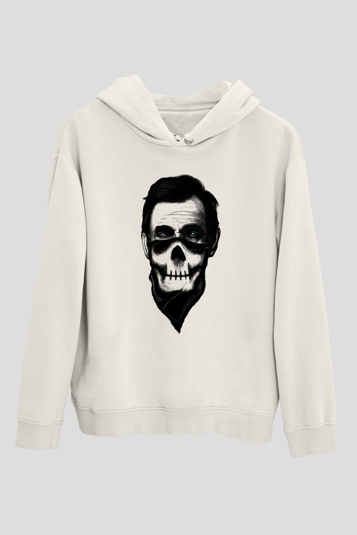 Abraham Lincoln Beyaz Unisex Kapşonlu Sweatshirt