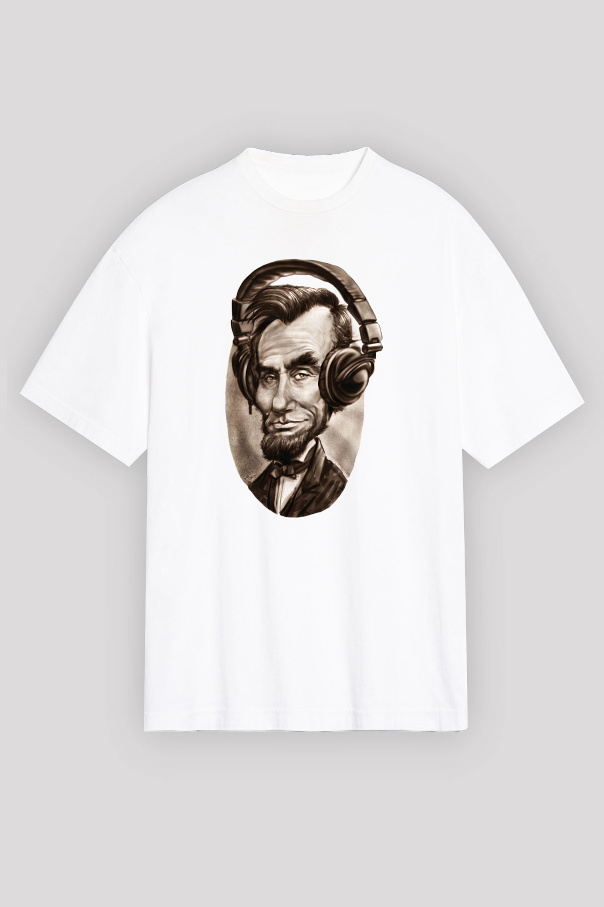 Abraham Lincoln Beyaz Unisex Oversize Tişört T-Shirt
