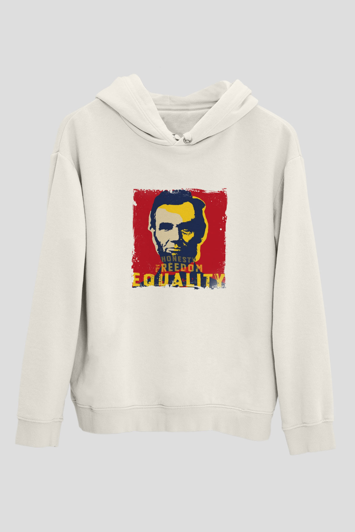 Abraham Lincoln Unisex Baskılı Beyaz Kapüşonlu Sweatshirt