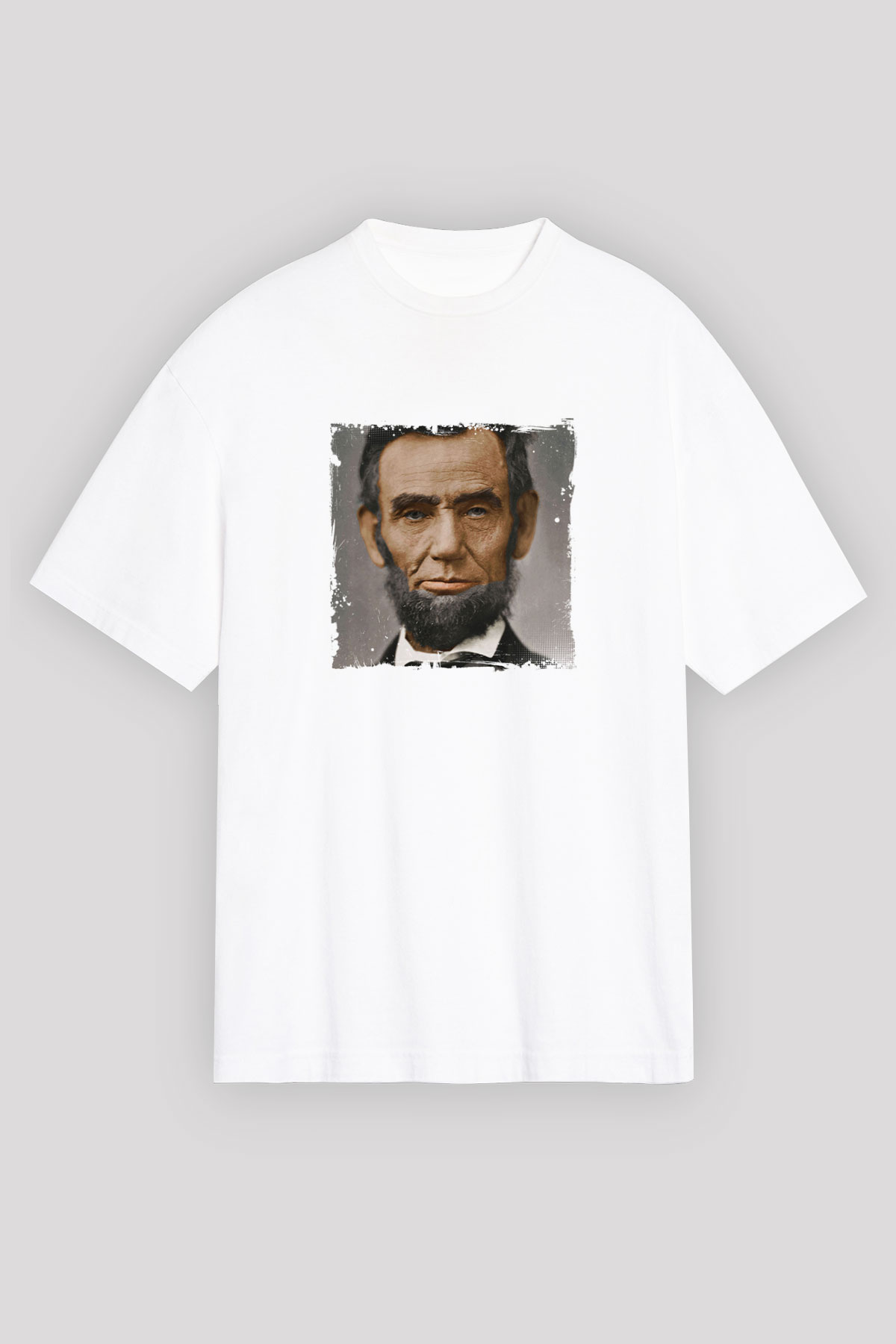 Abraham Lincoln Unisex Baskılı Beyaz Tişört