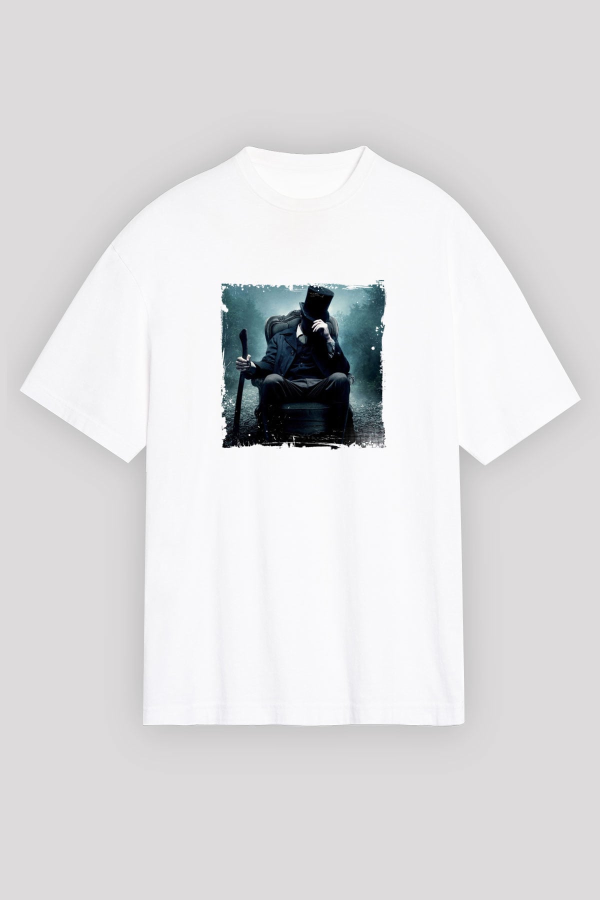 Abraham Lincoln Unisex Baskılı Beyaz Tişört
