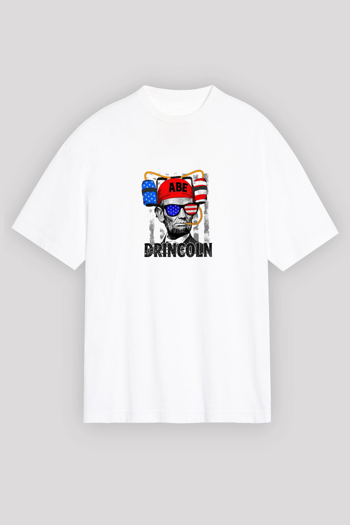 Abraham Lincoln Unisex Baskılı Beyaz Tişört