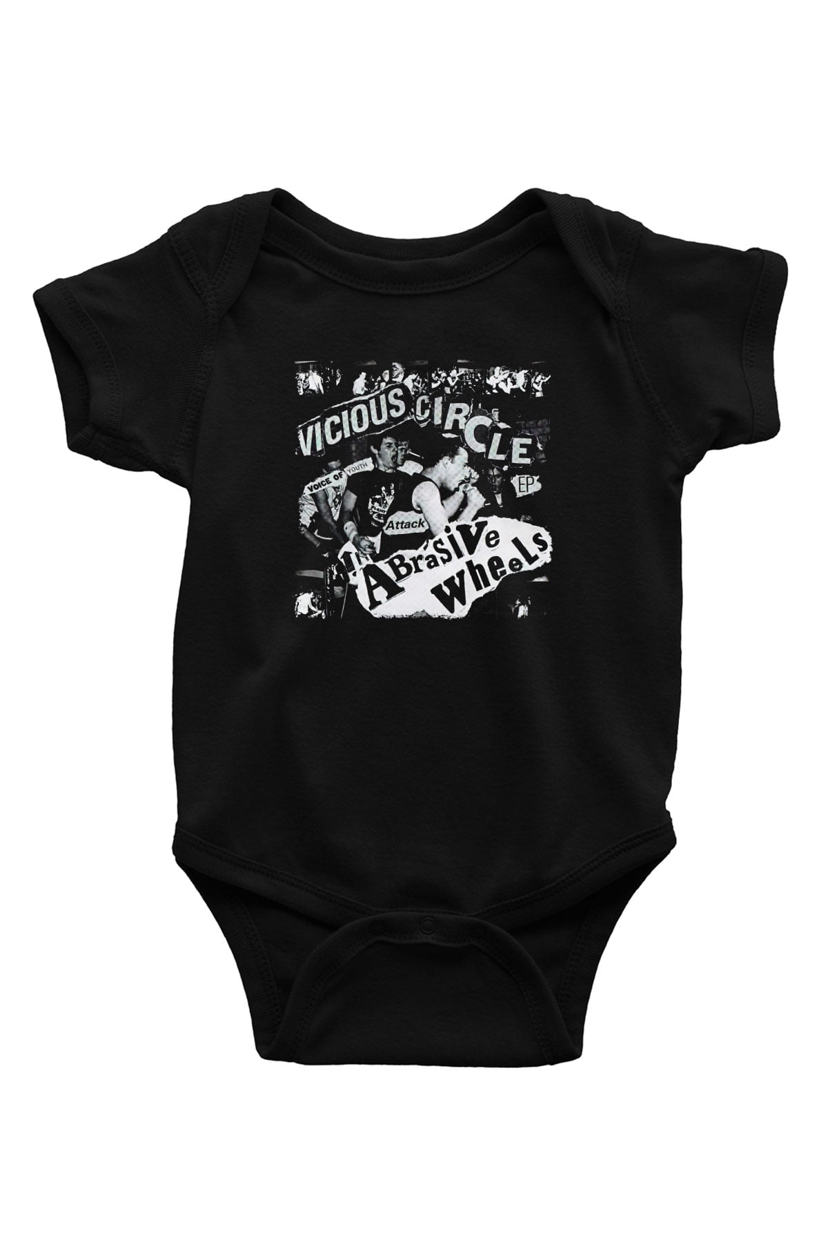 Abrasive Wheels Baskılı Unisex Siyah Bebek Body - Zıbın