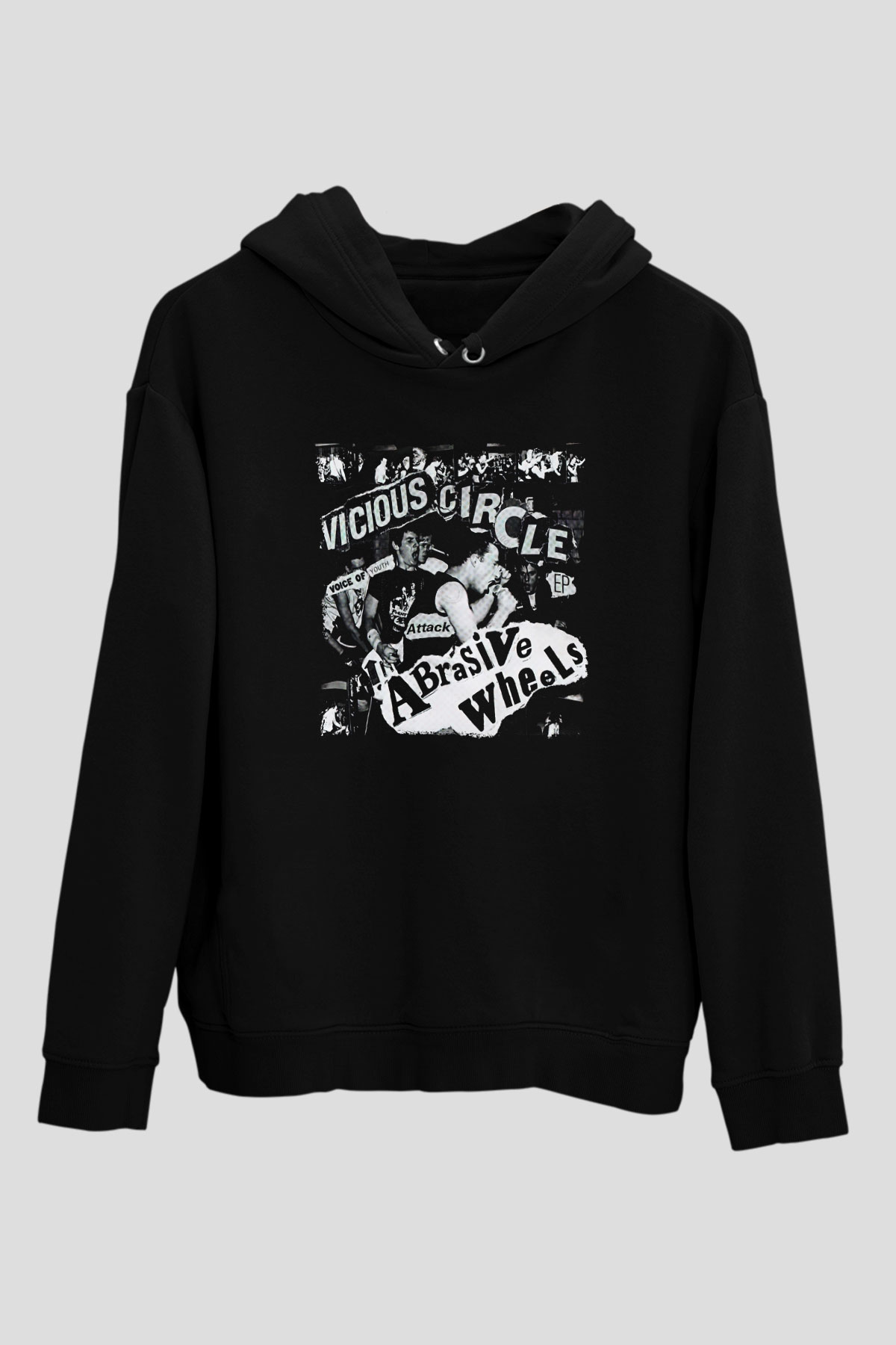 Abrasive Wheels Baskılı Unisex Siyah Hoodie