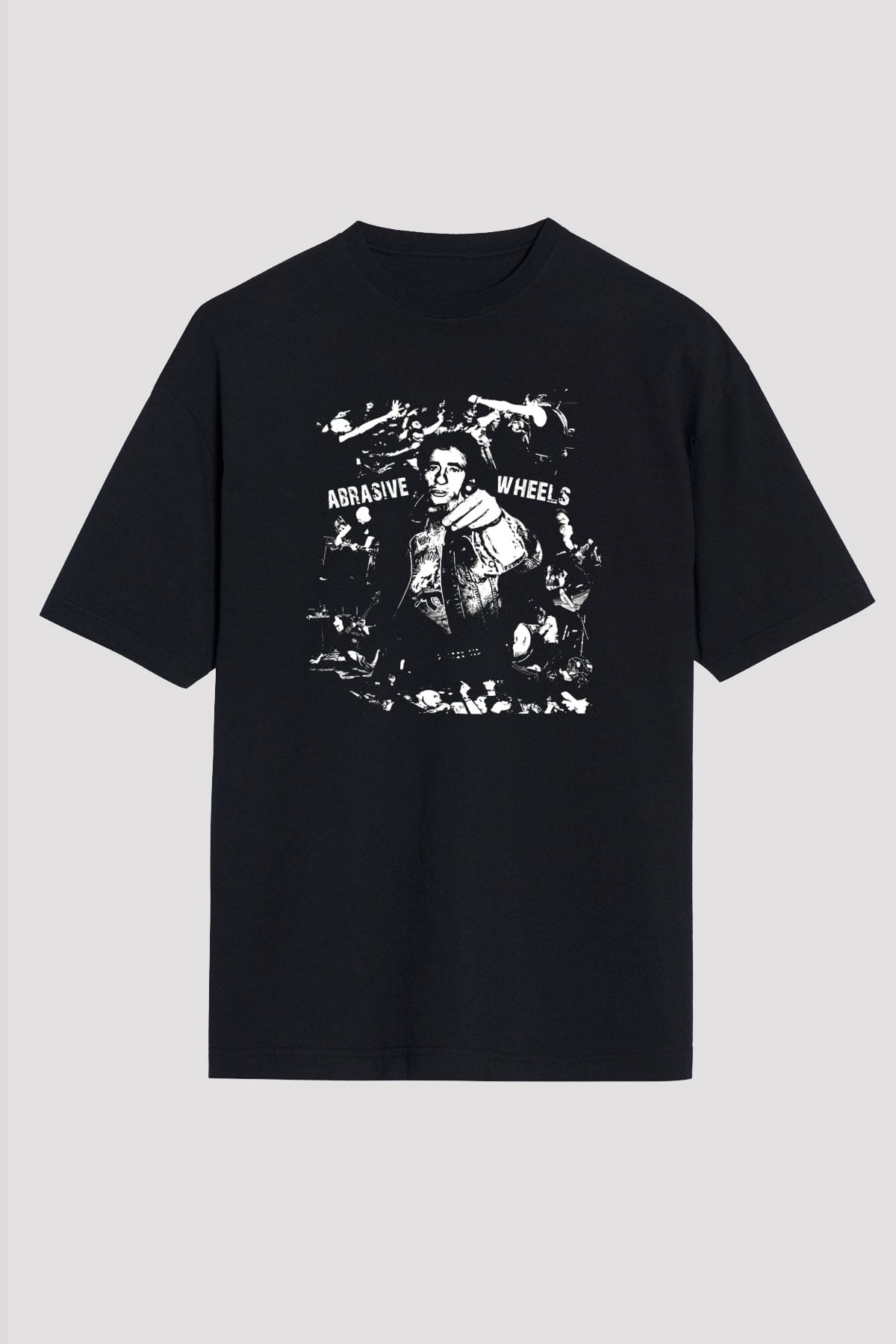 Abrasive Wheels Baskılı Unisex Siyah Oversize Tişört - Tshirt