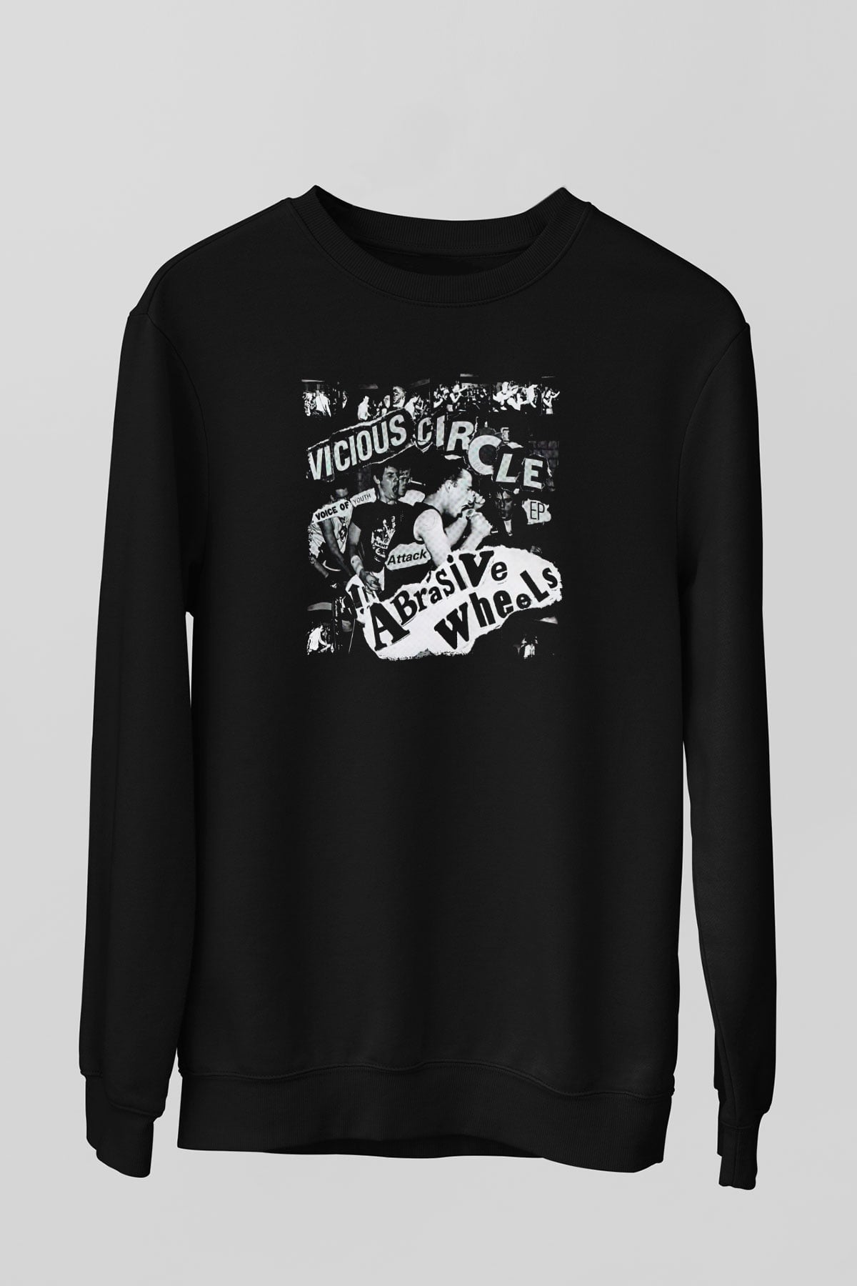 Abrasive Wheels Baskılı Unisex Siyah Sweatshirt