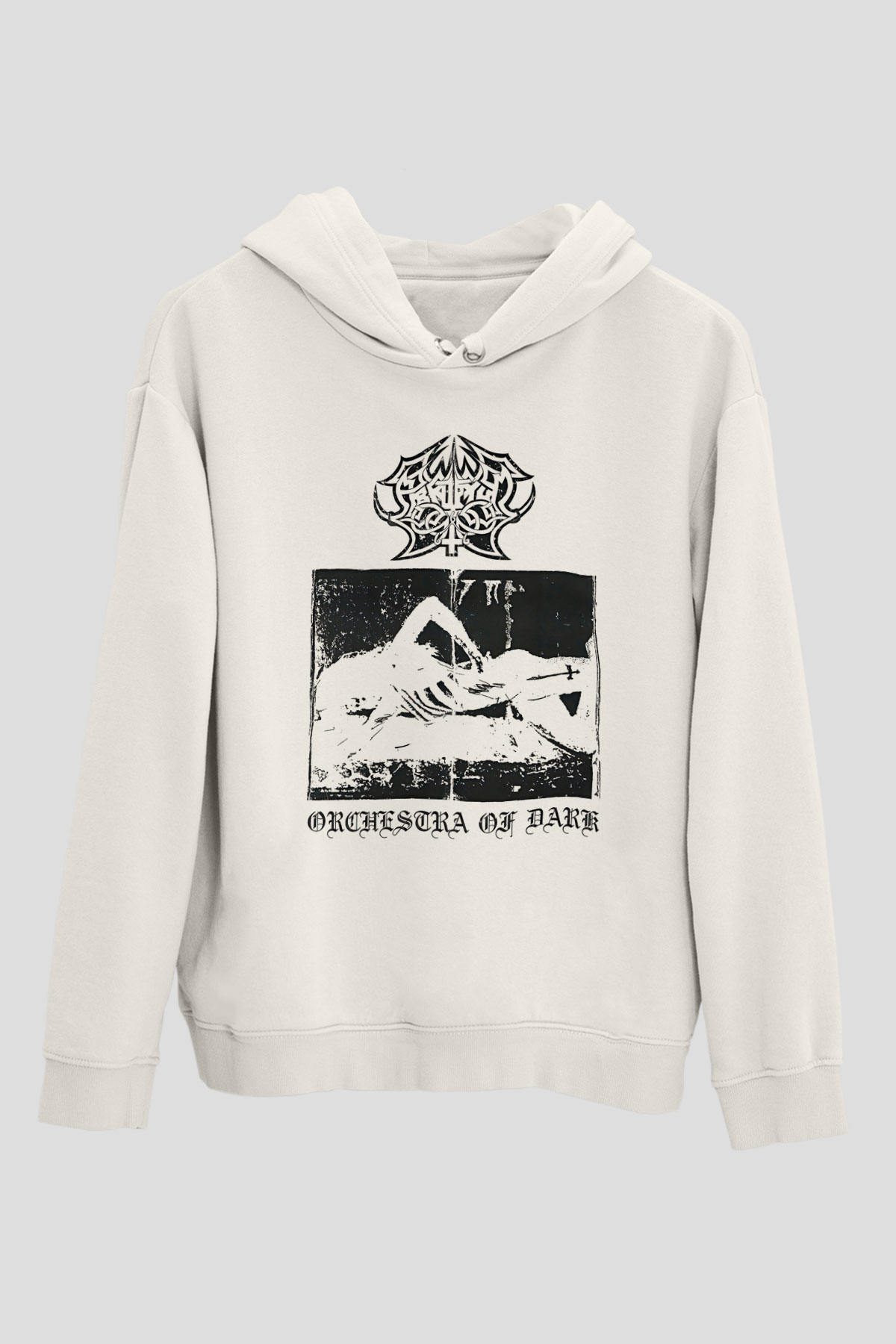 Abruptum Baskılı Beyaz Unisex Kapüşonlu Sweatshirt