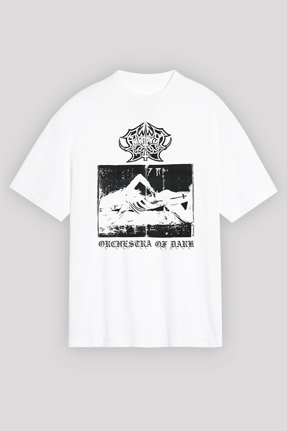 Abruptum Baskılı Beyaz Unisex Oversize Tişört - Tshirt