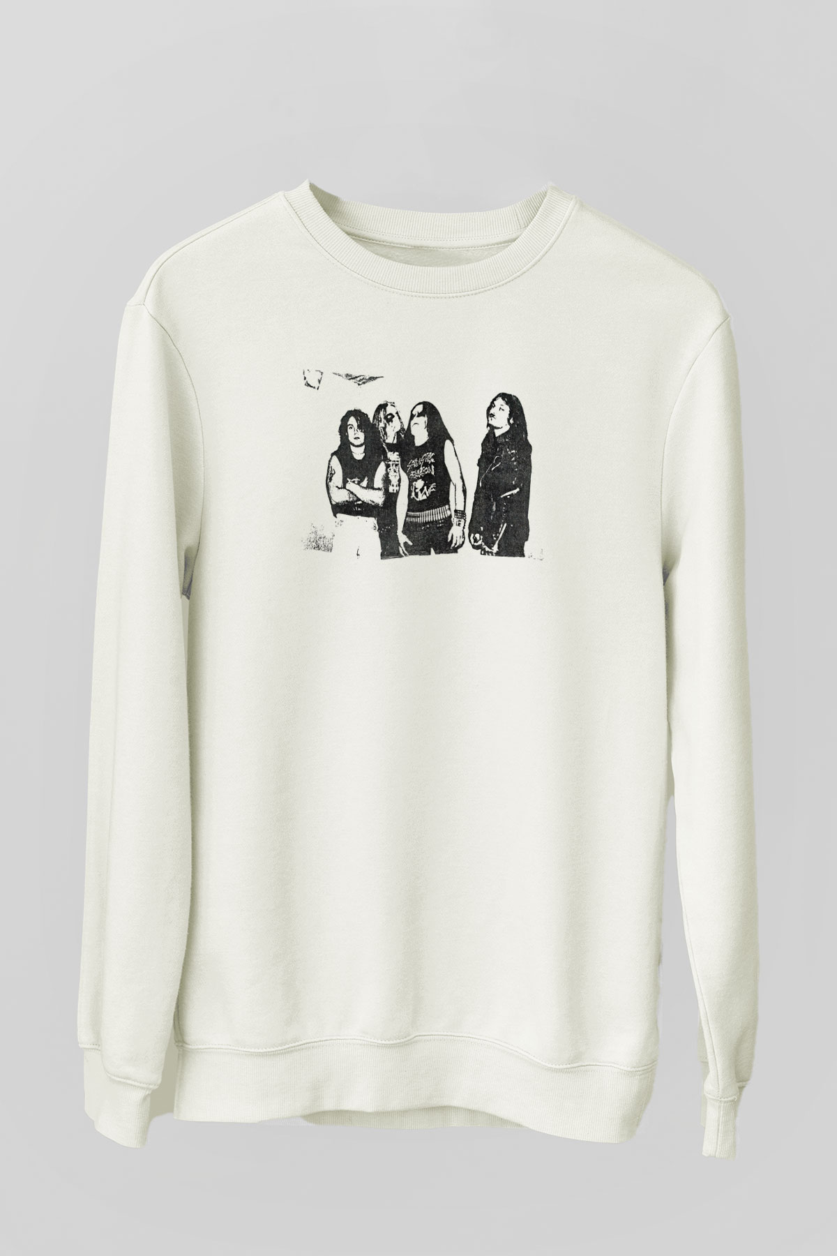 Abruptum Baskılı Beyaz Unisex Sweatshirt