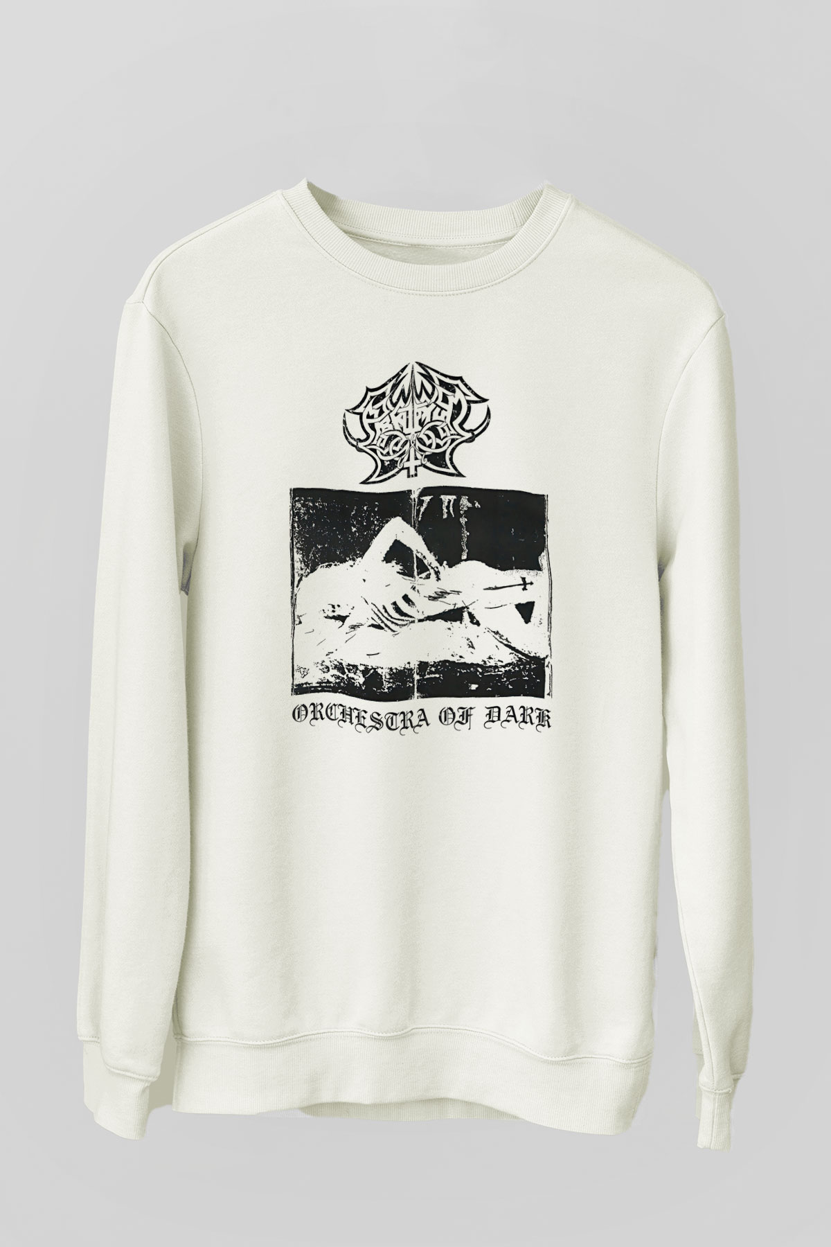 Abruptum Baskılı Beyaz Unisex Sweatshirt