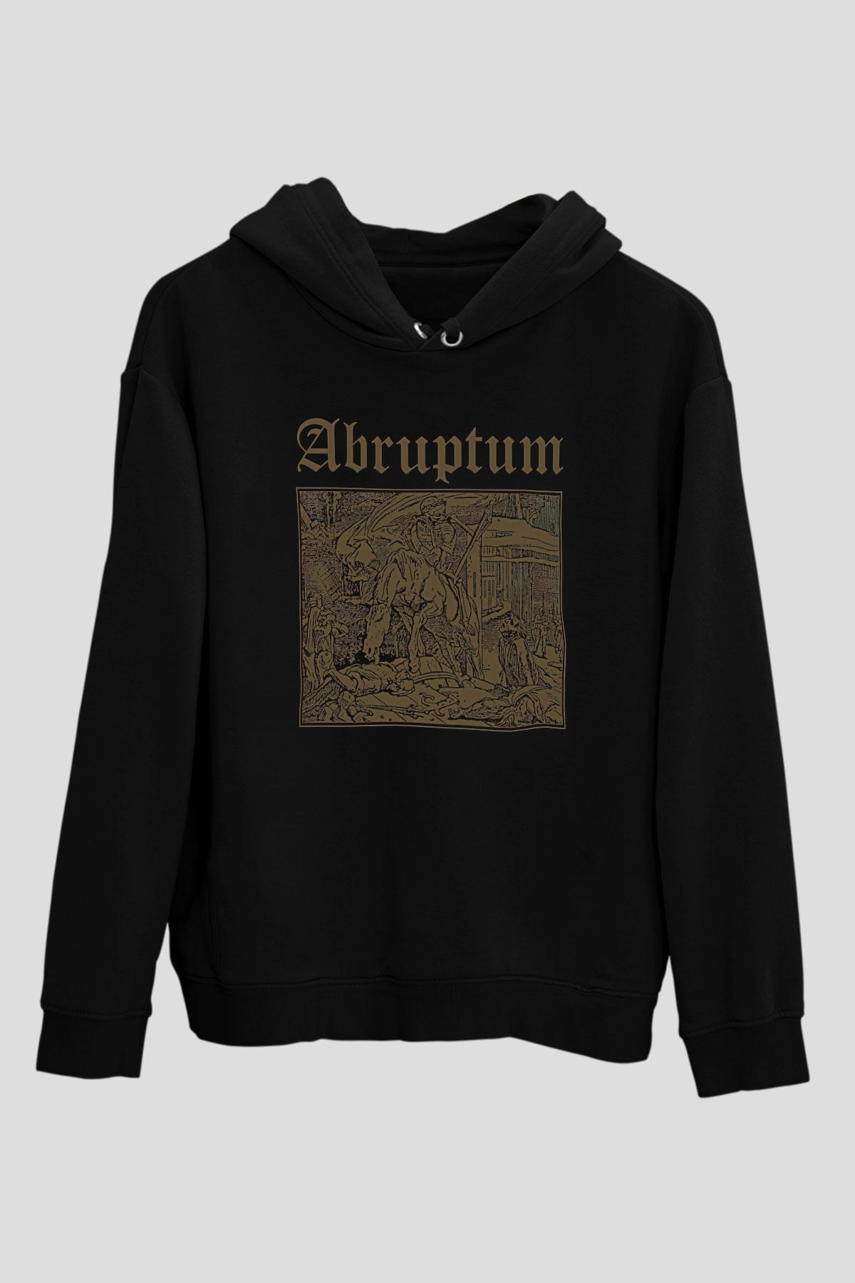 Abruptum Baskılı Unisex Siyah Hoodie