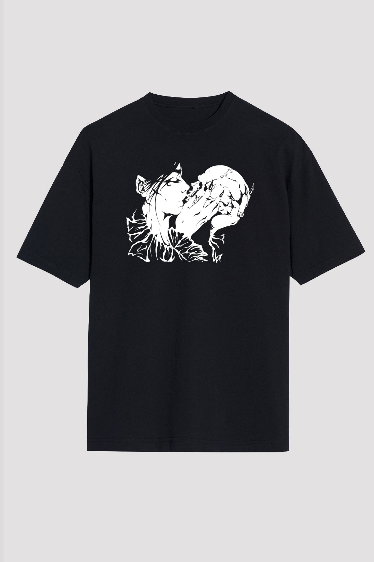 Abruptum Baskılı Unisex Siyah Oversize Tişört - Tshirt