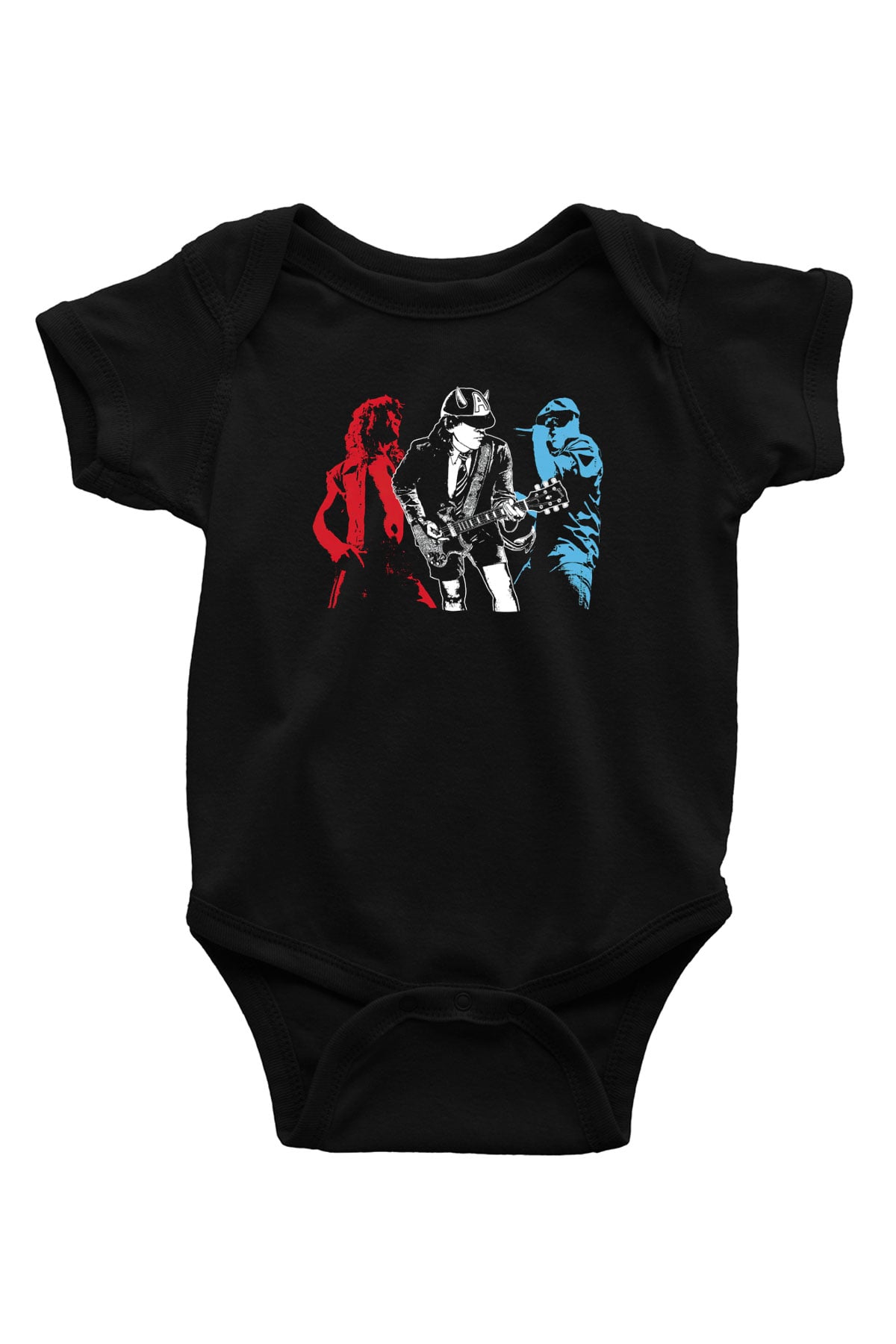 AC DC Angus Young Baskılı Siyah Bebek Body - Zıbın