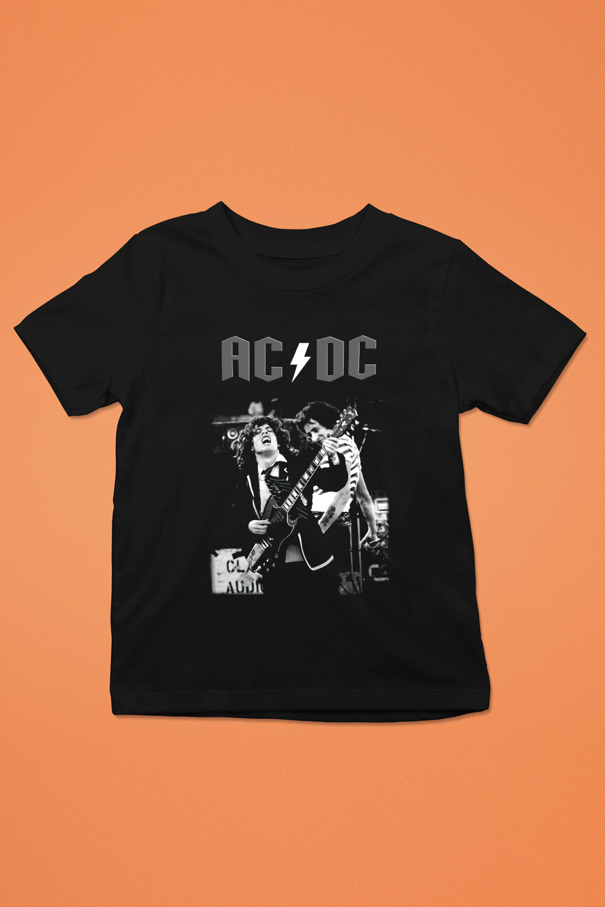 AC DC Angus Young Baskılı Siyah Unisex Çocuk Tişört
