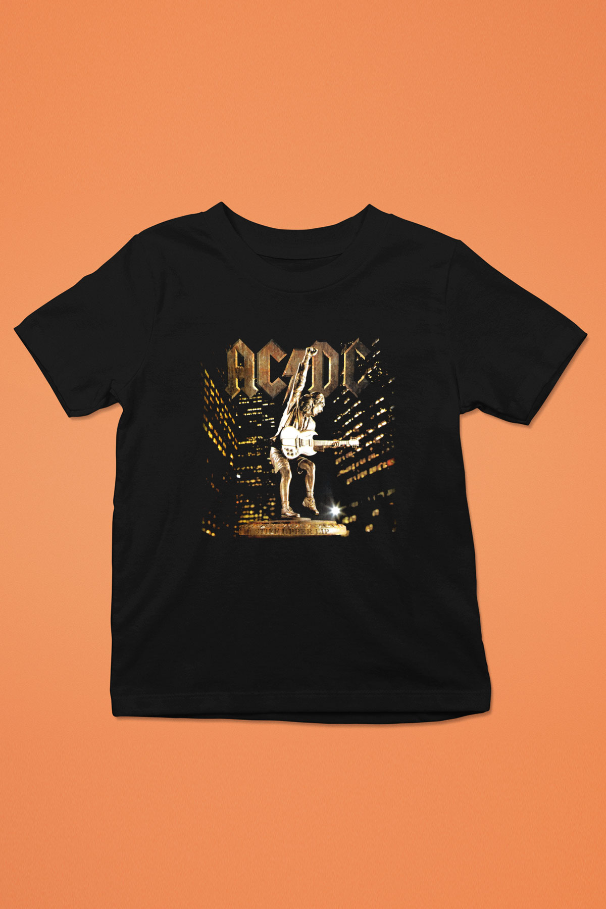 AC DC Angus Young Baskılı Siyah Unisex Çocuk Tişört